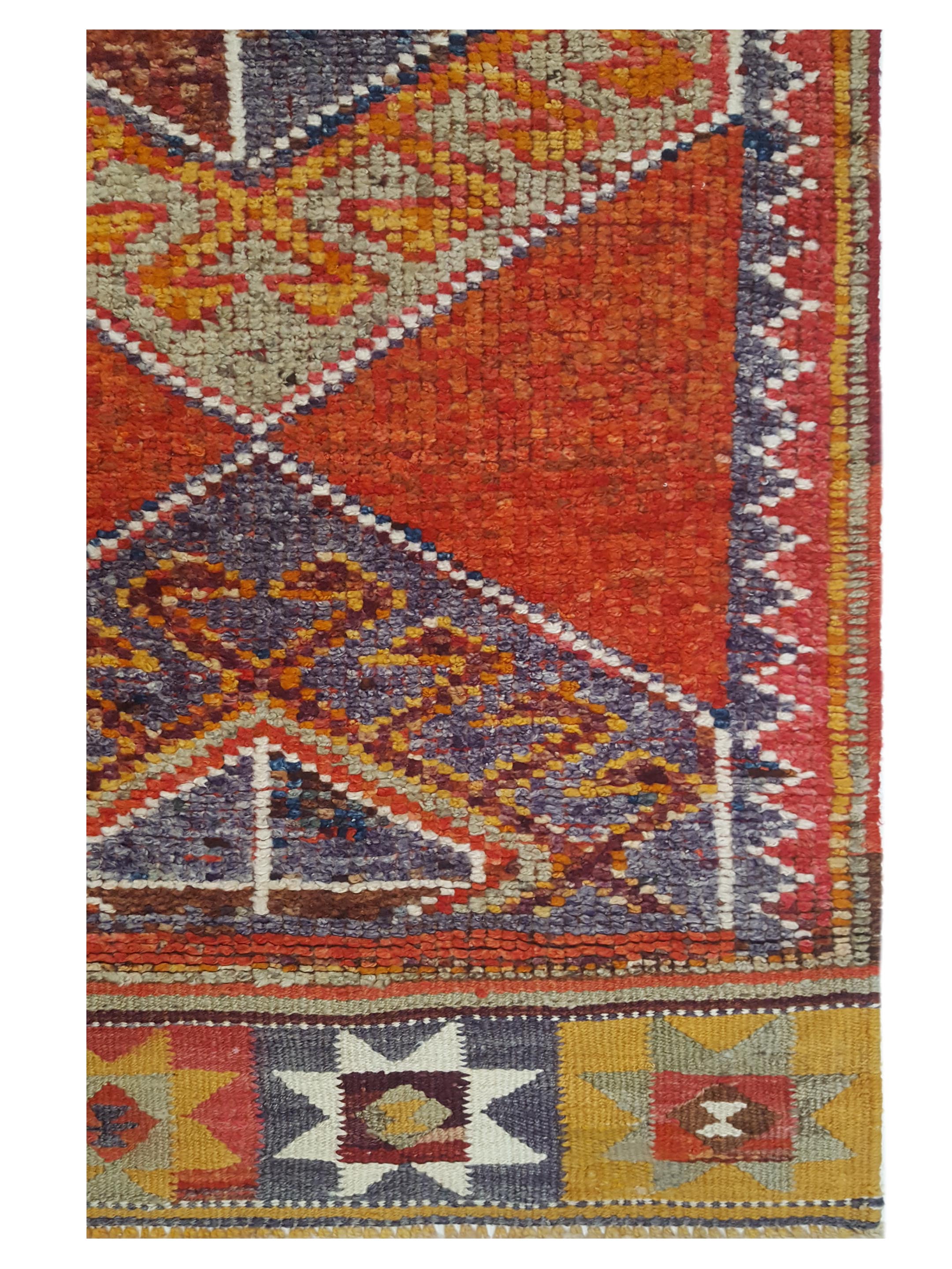 Kurdish Hand Knotted Orange 3x10 - Image 3 of 5