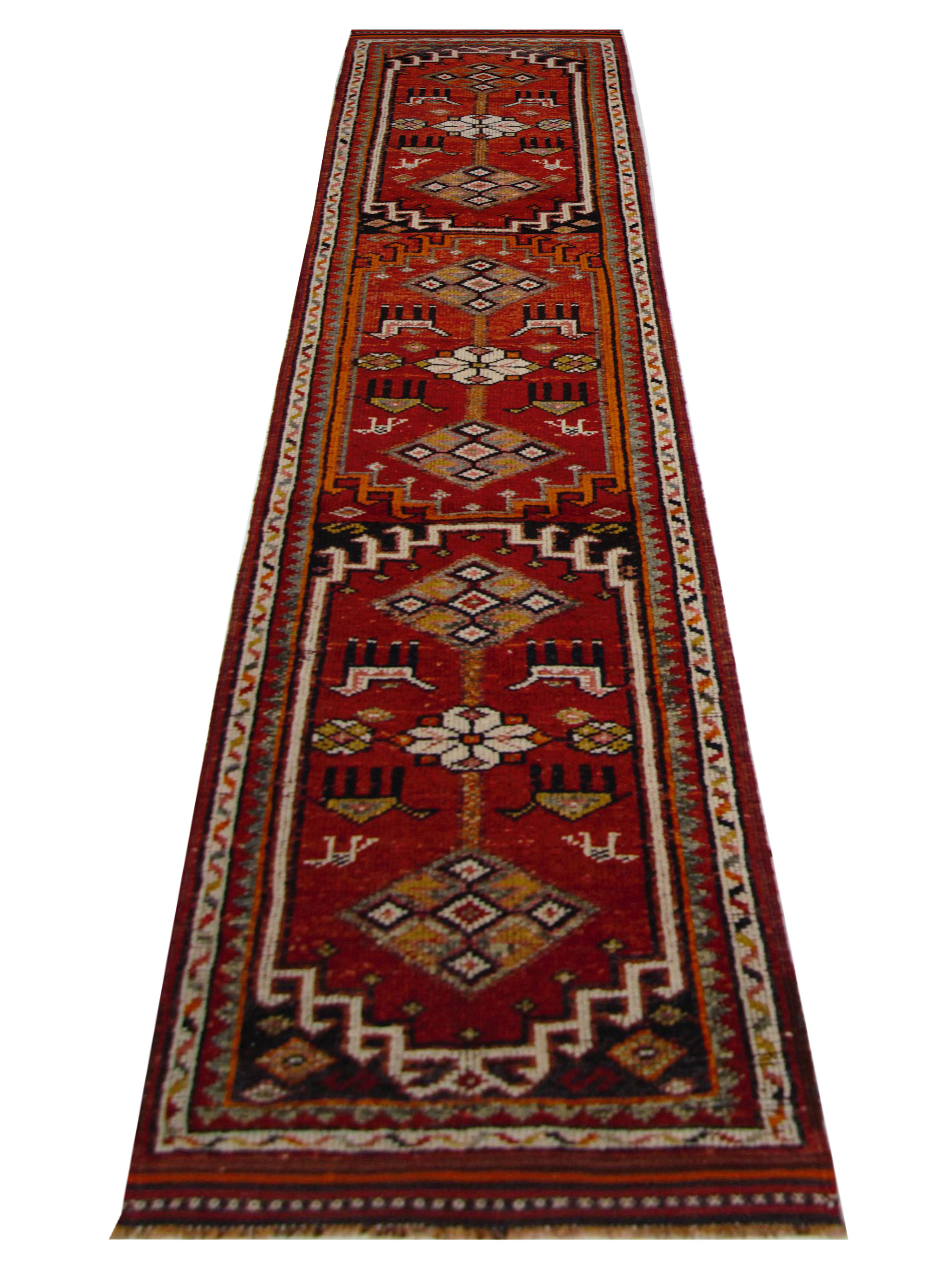 Kurdish Hand Knotted Red 3x13 - Image 2 of 5