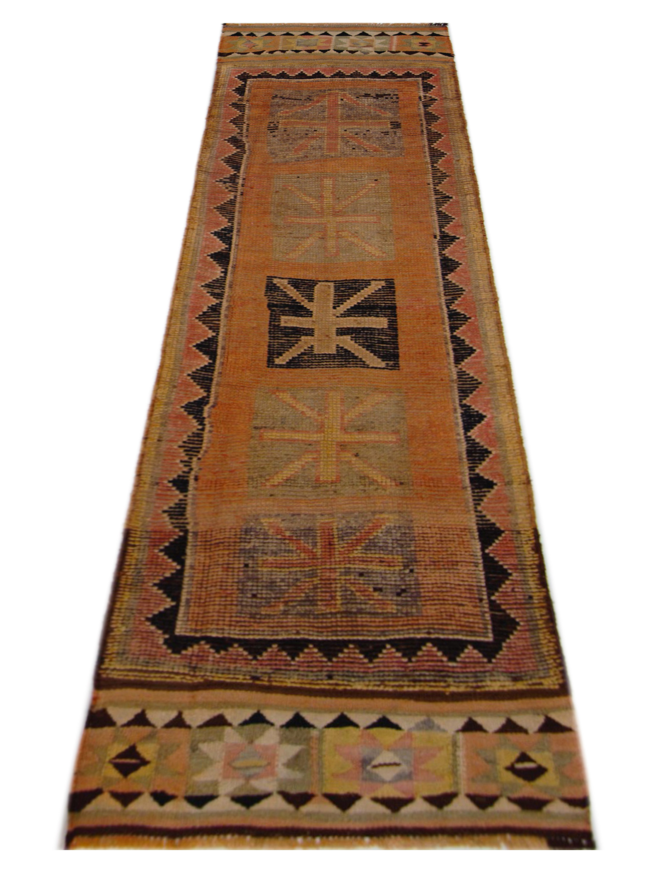 Kurdish Hand Knotted Orange 3x10 - Image 2 of 5