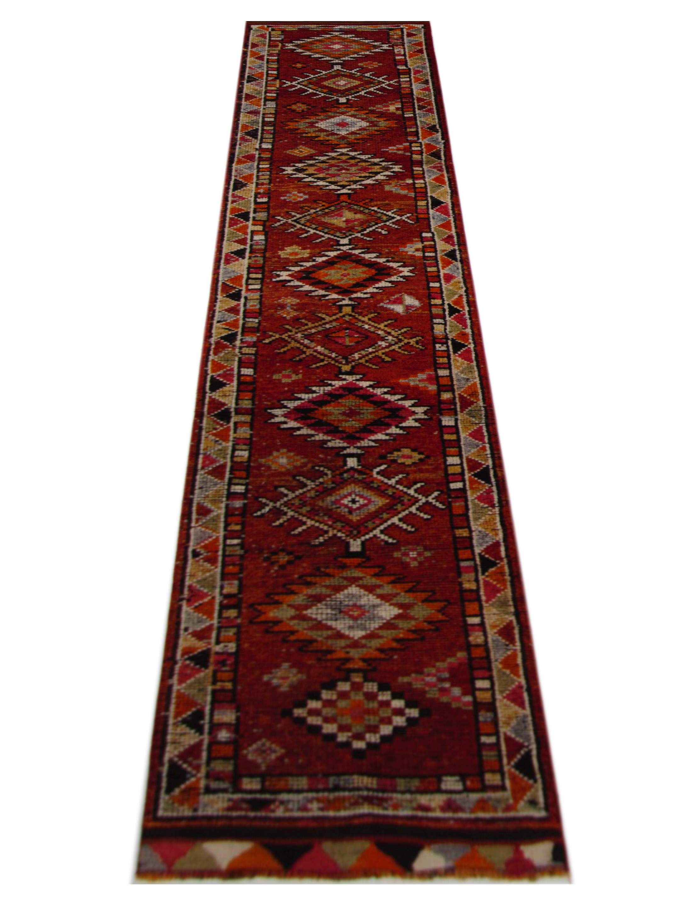 Kurdish Hand Knotted Red 3x13 - Image 2 of 5
