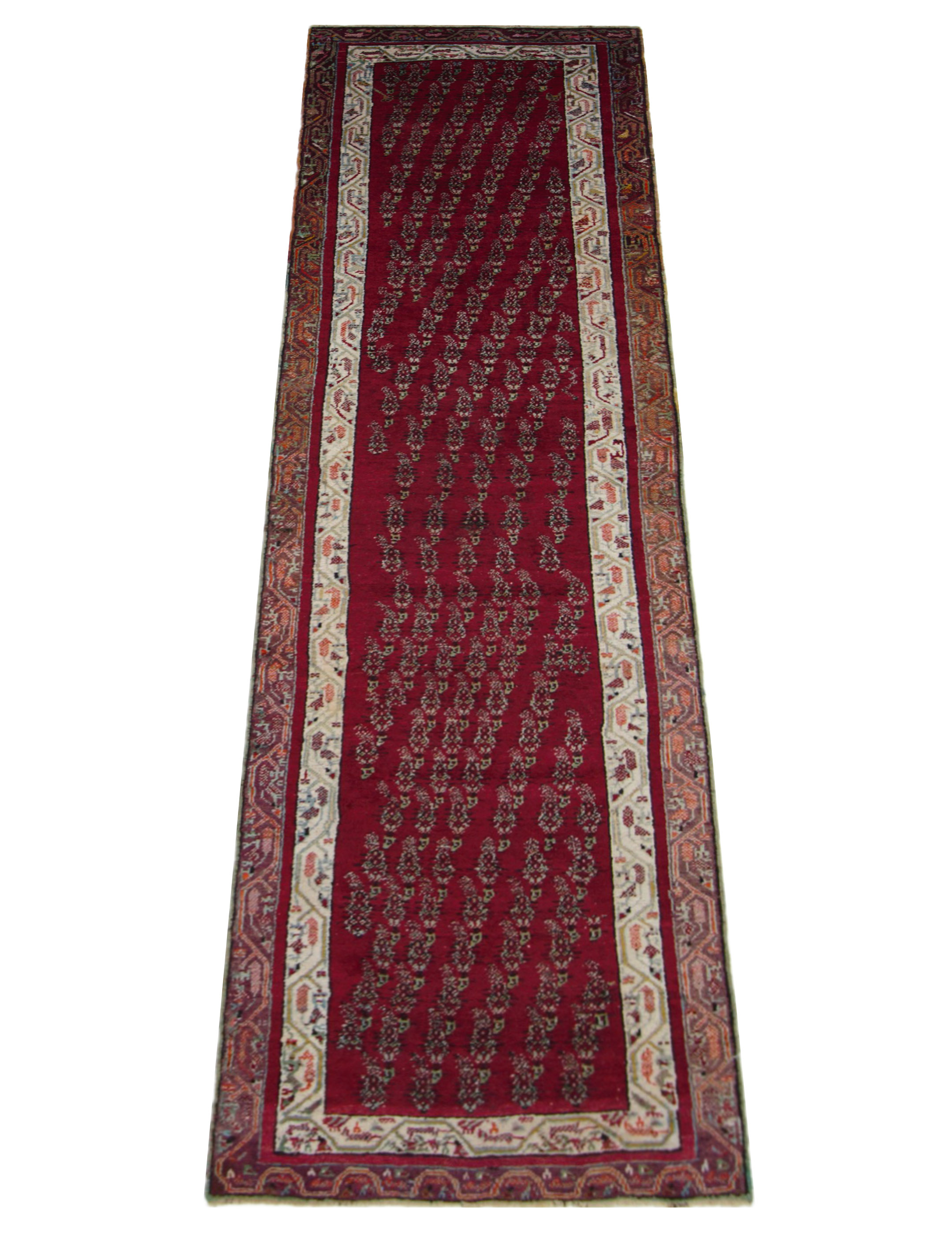 Malayer Hand Knotted Red 3x12 - Image 2 of 5