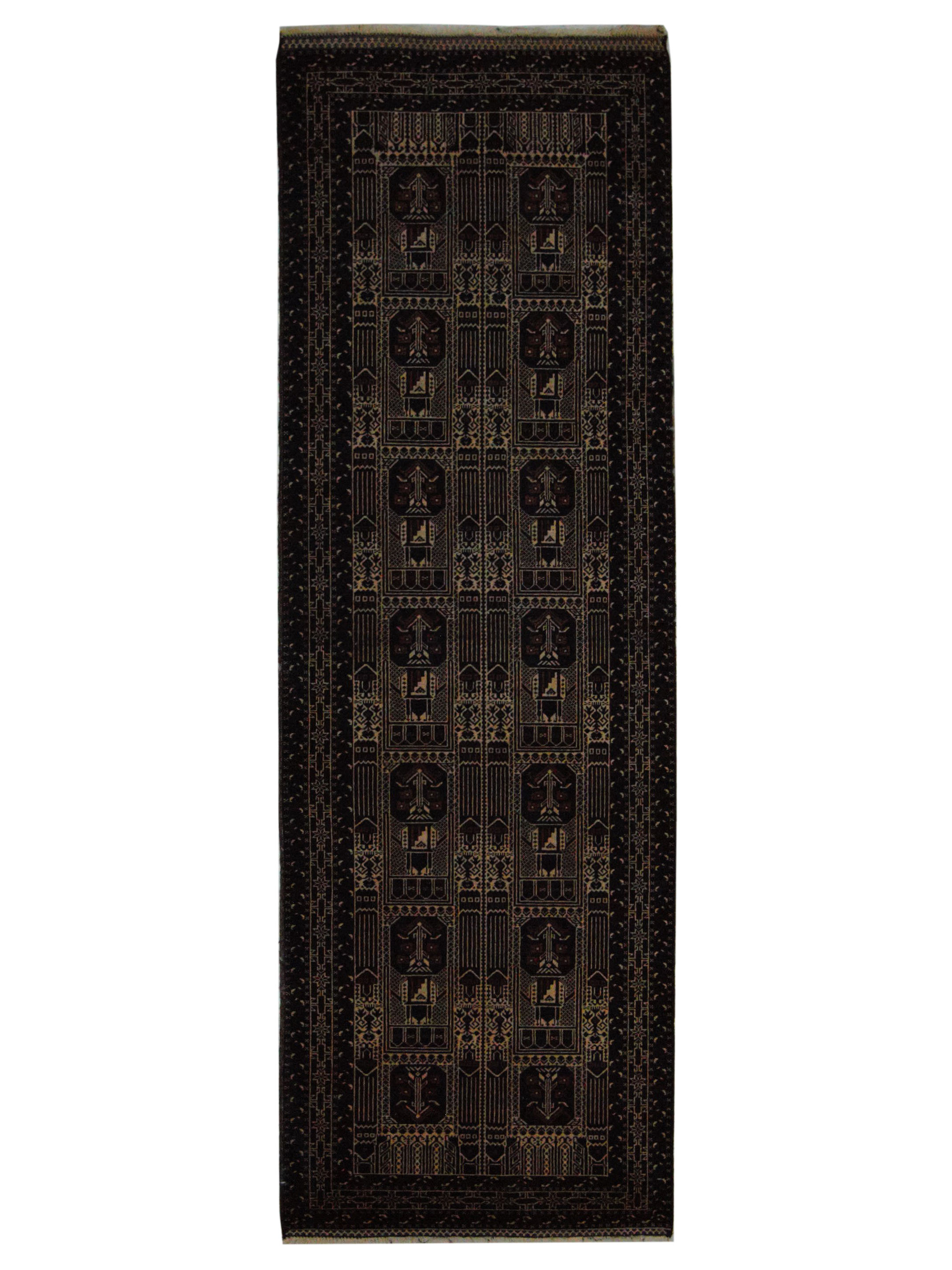 Balouchi Hand Knotted Black 3x9