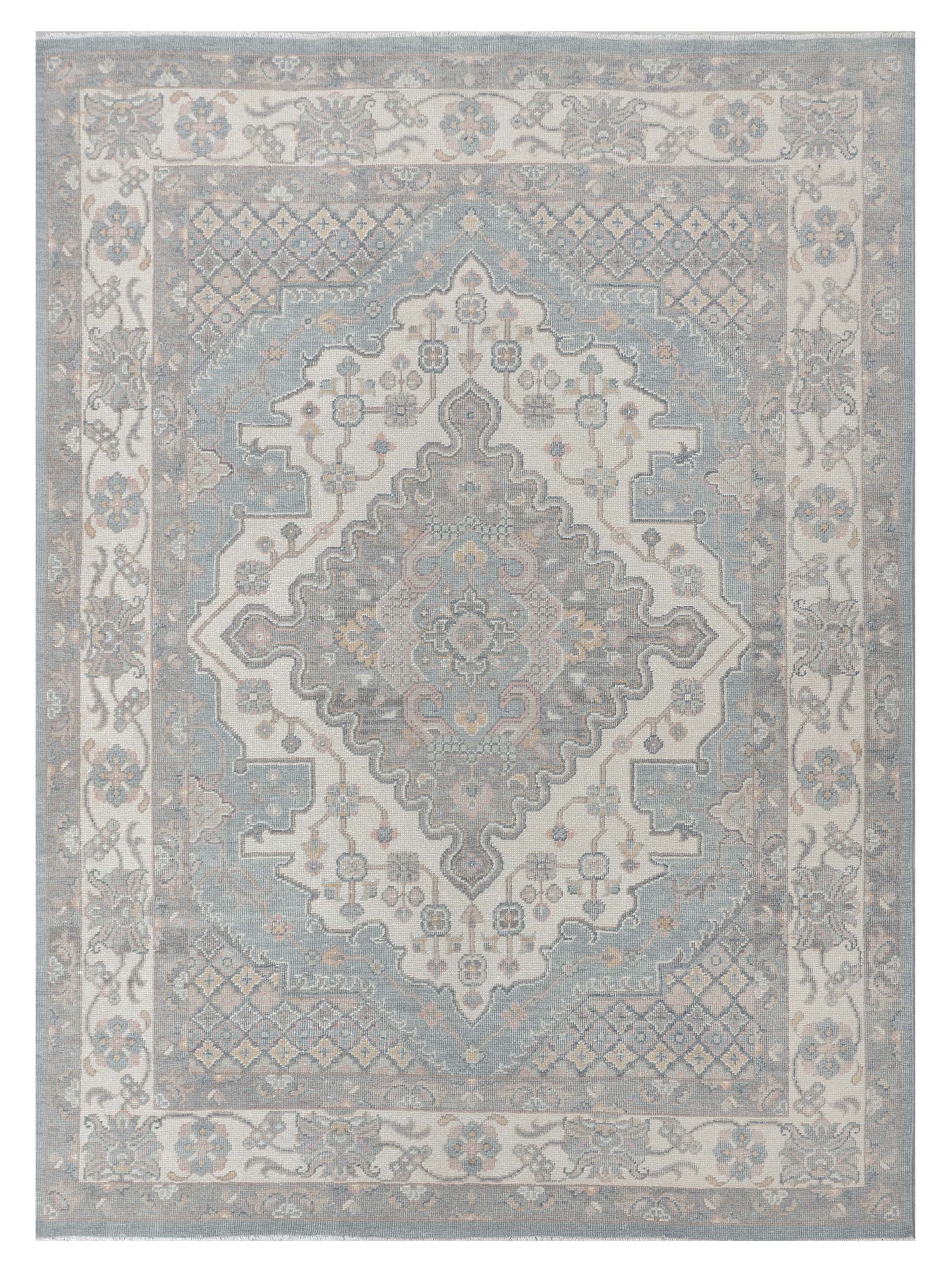 Ushak Hand Knotted Blue 9x12