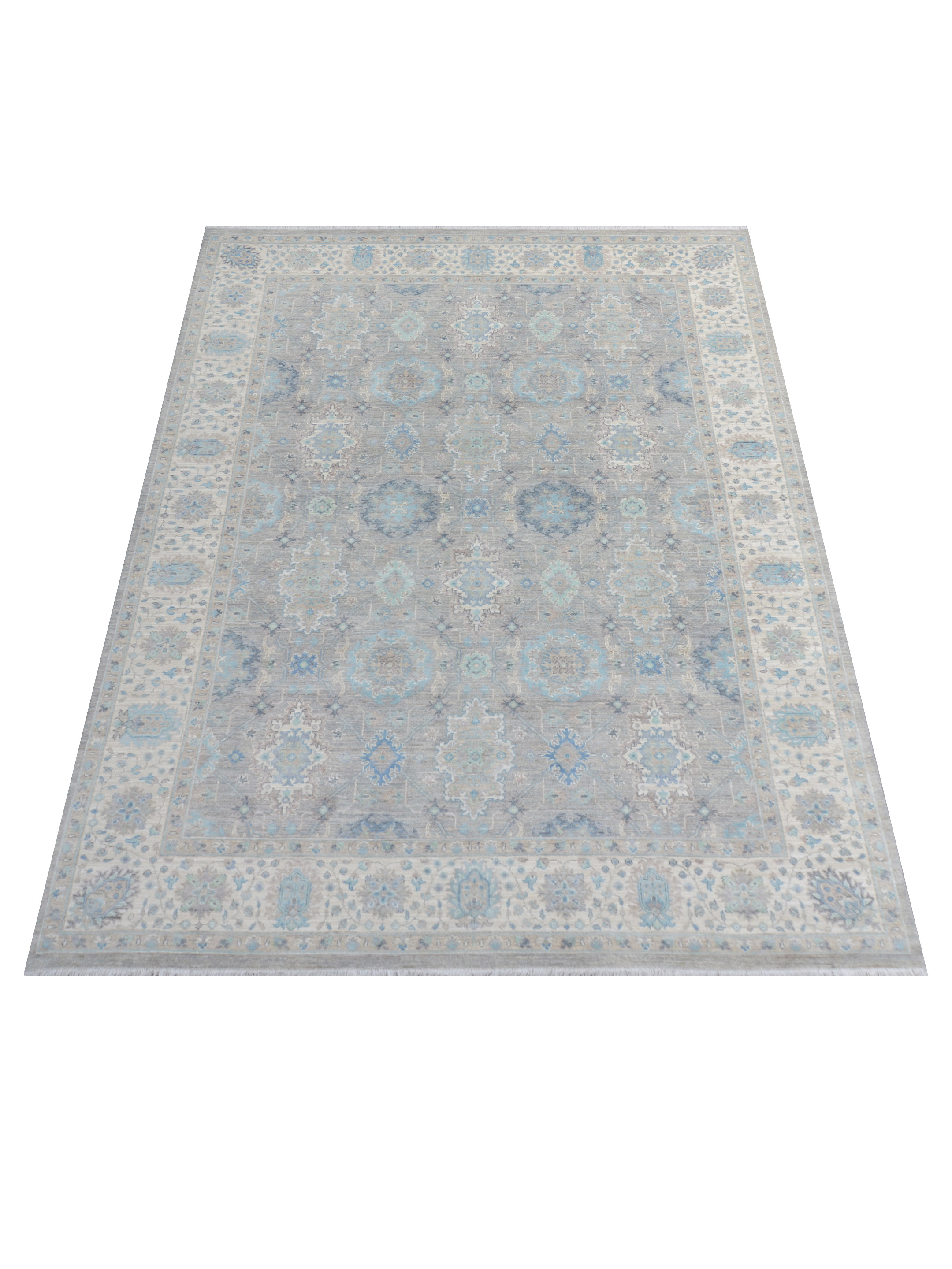 Ziegler Silk Route Hand Knotted Lt.Grey 9x12 - Image 2 of 5