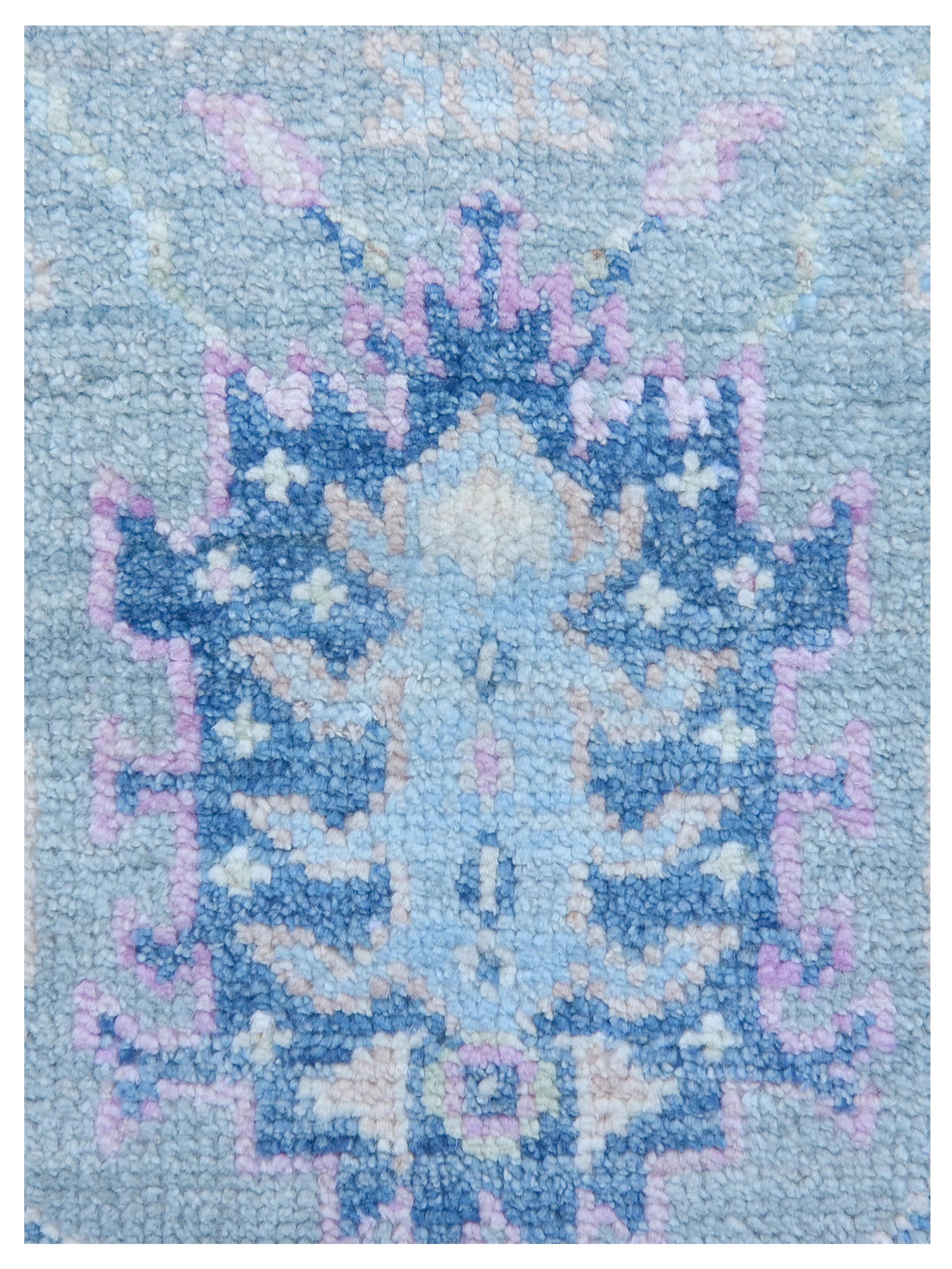 Ushak Wool Weft Hand Knotted Teal 4x6 - Image 3 of 4