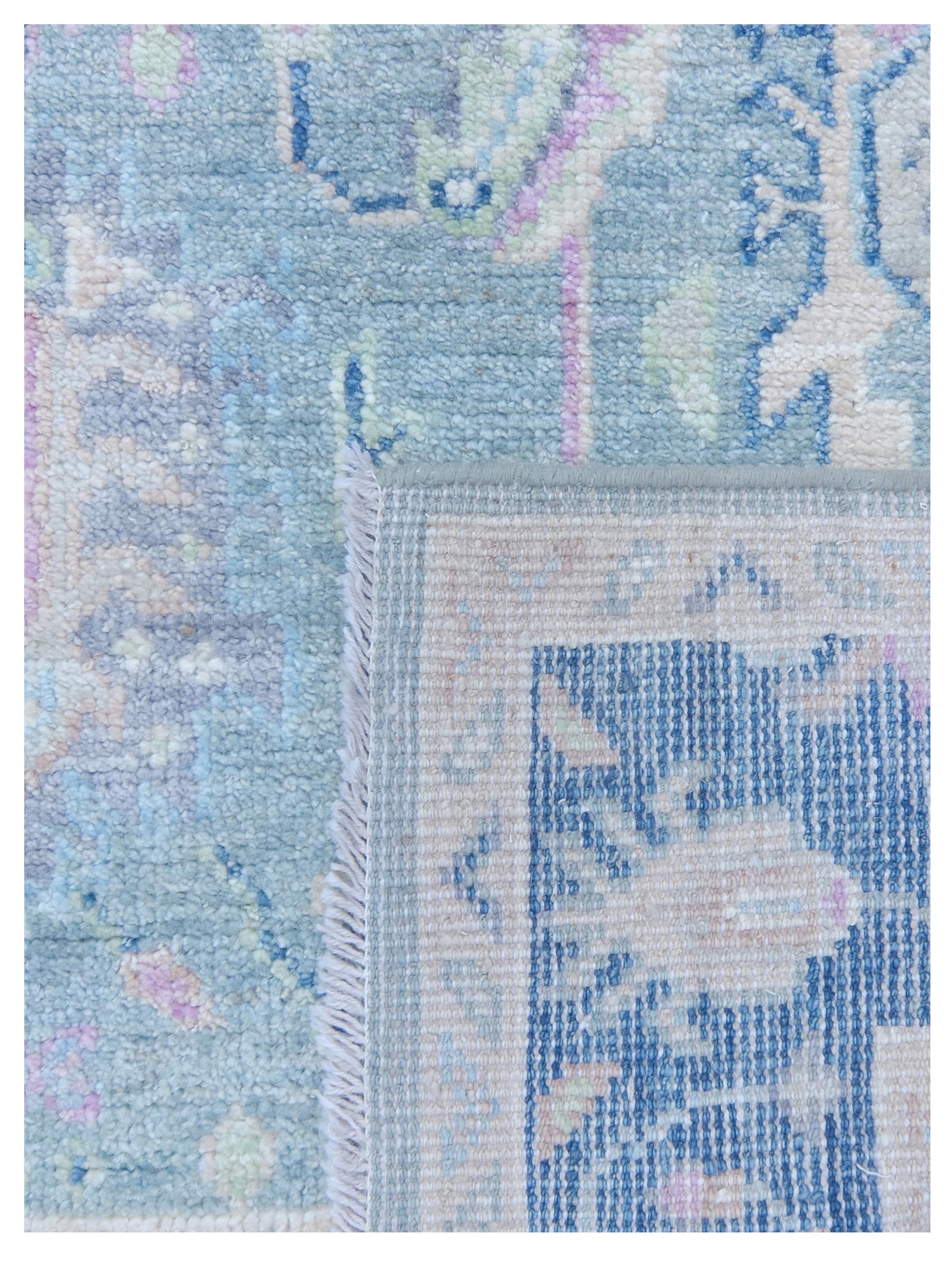 Ushak Wool Weft Hand Knotted Teal 4x6 - Image 4 of 4