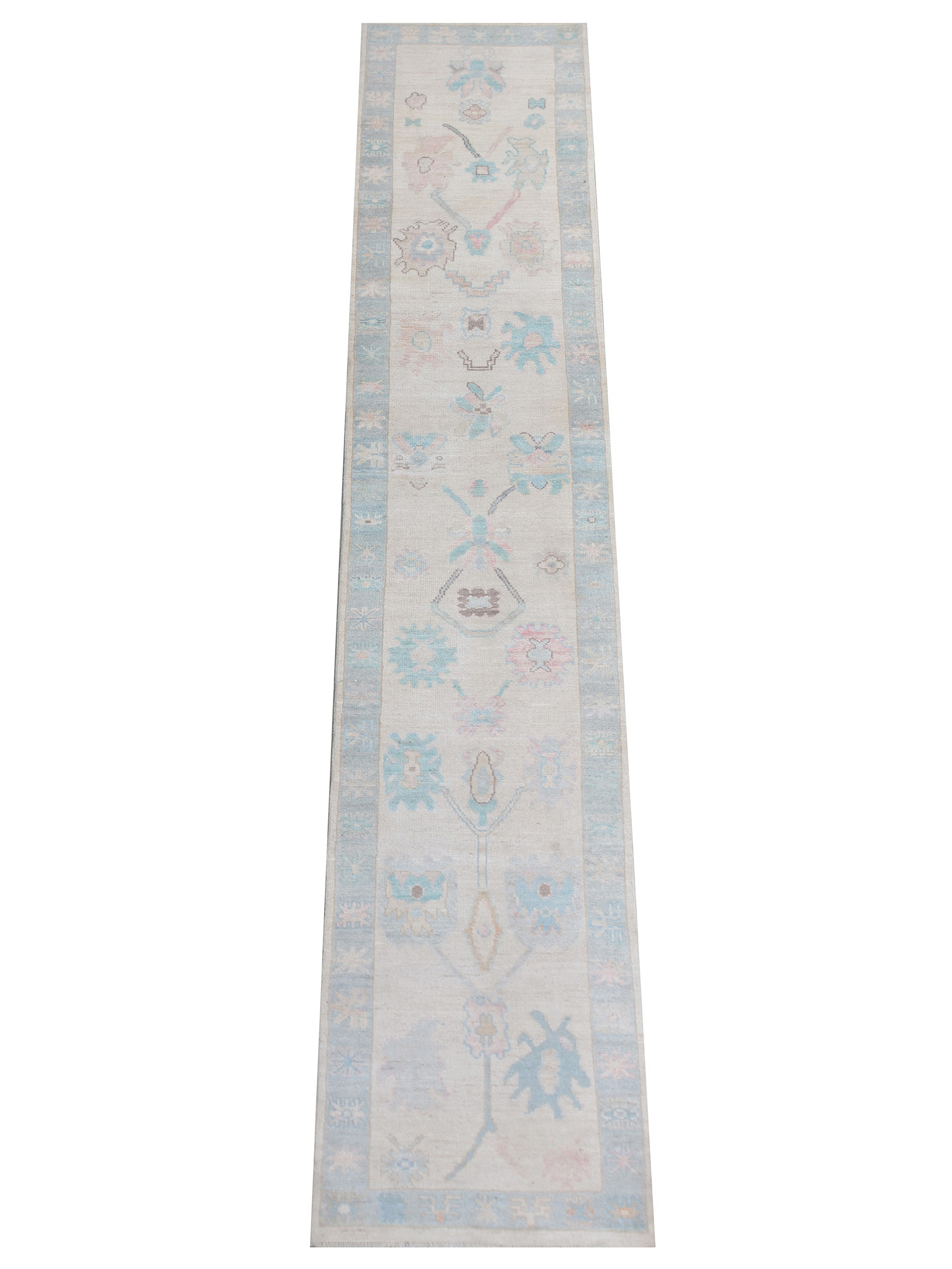 Ushak Wool Weft Hand Knotted Ivory 3x14 - Image 2 of 5