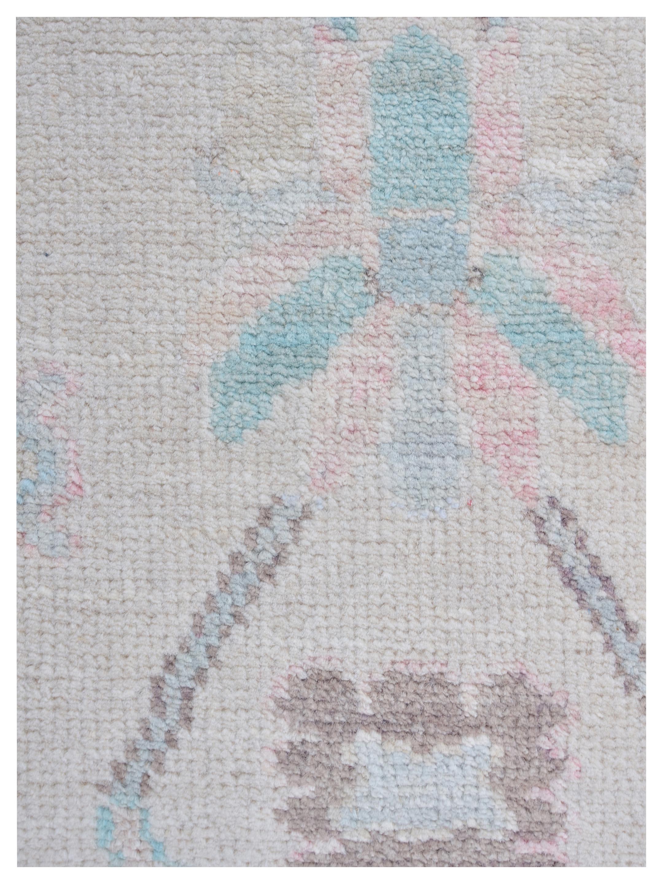Ushak Wool Weft Hand Knotted Ivory 3x14 - Image 3 of 5