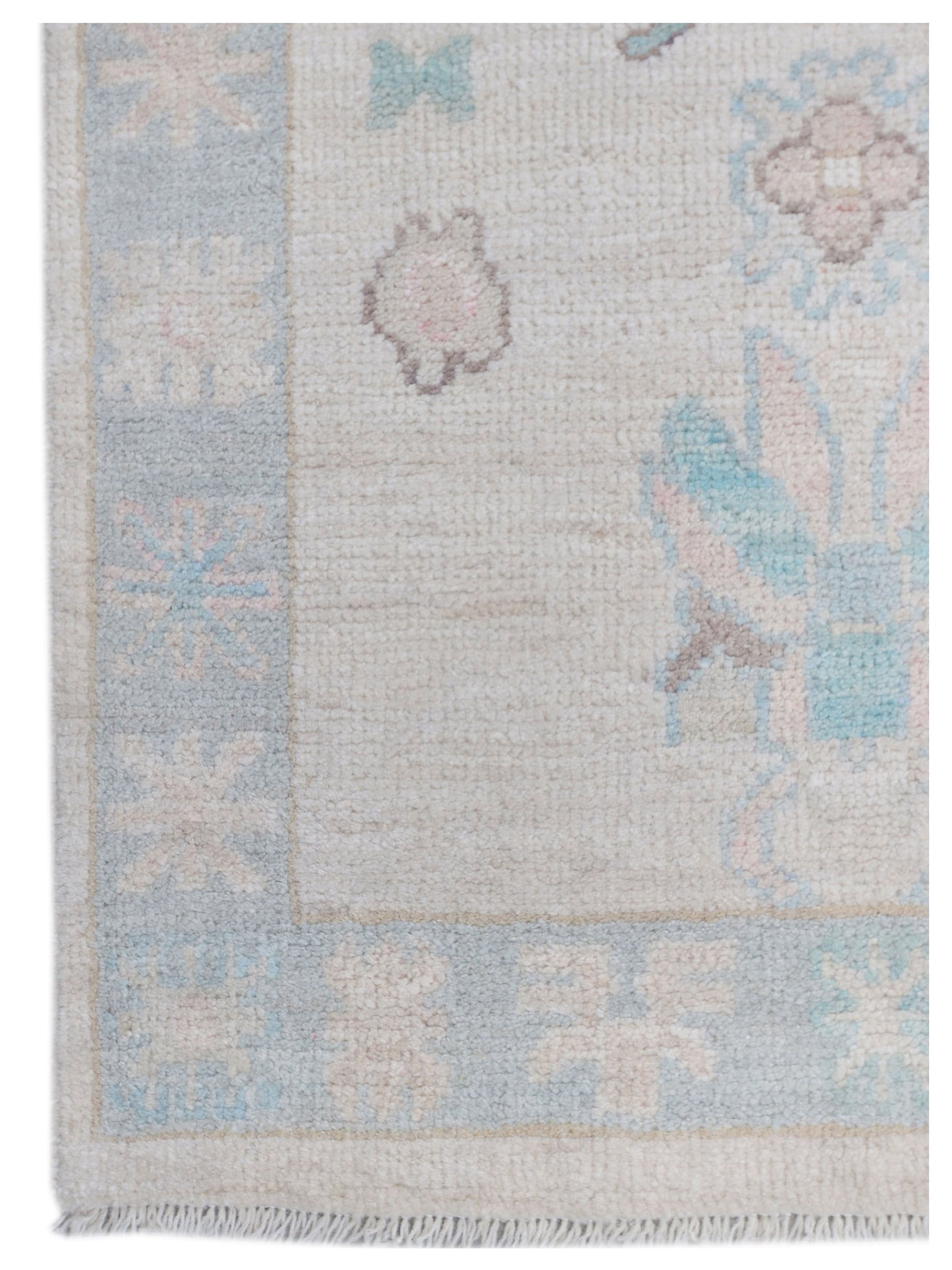 Ushak Wool Weft Hand Knotted Ivory 3x14 - Image 4 of 5