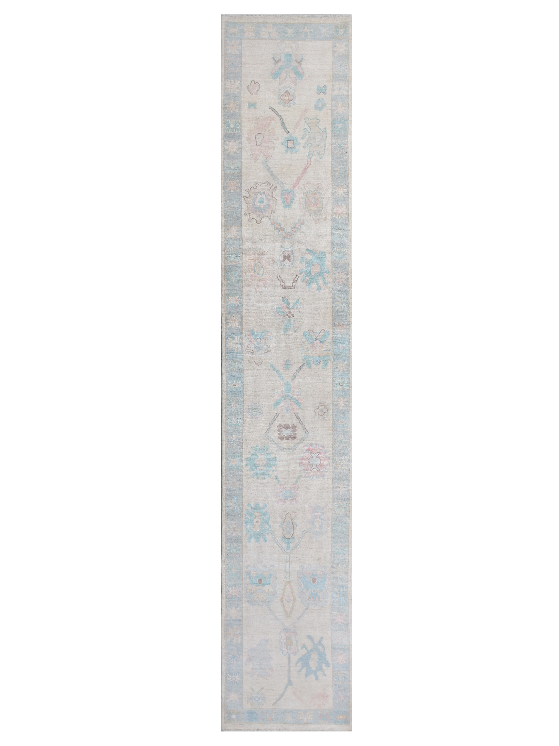 Ushak Wool Weft Hand Knotted Ivory 3x14