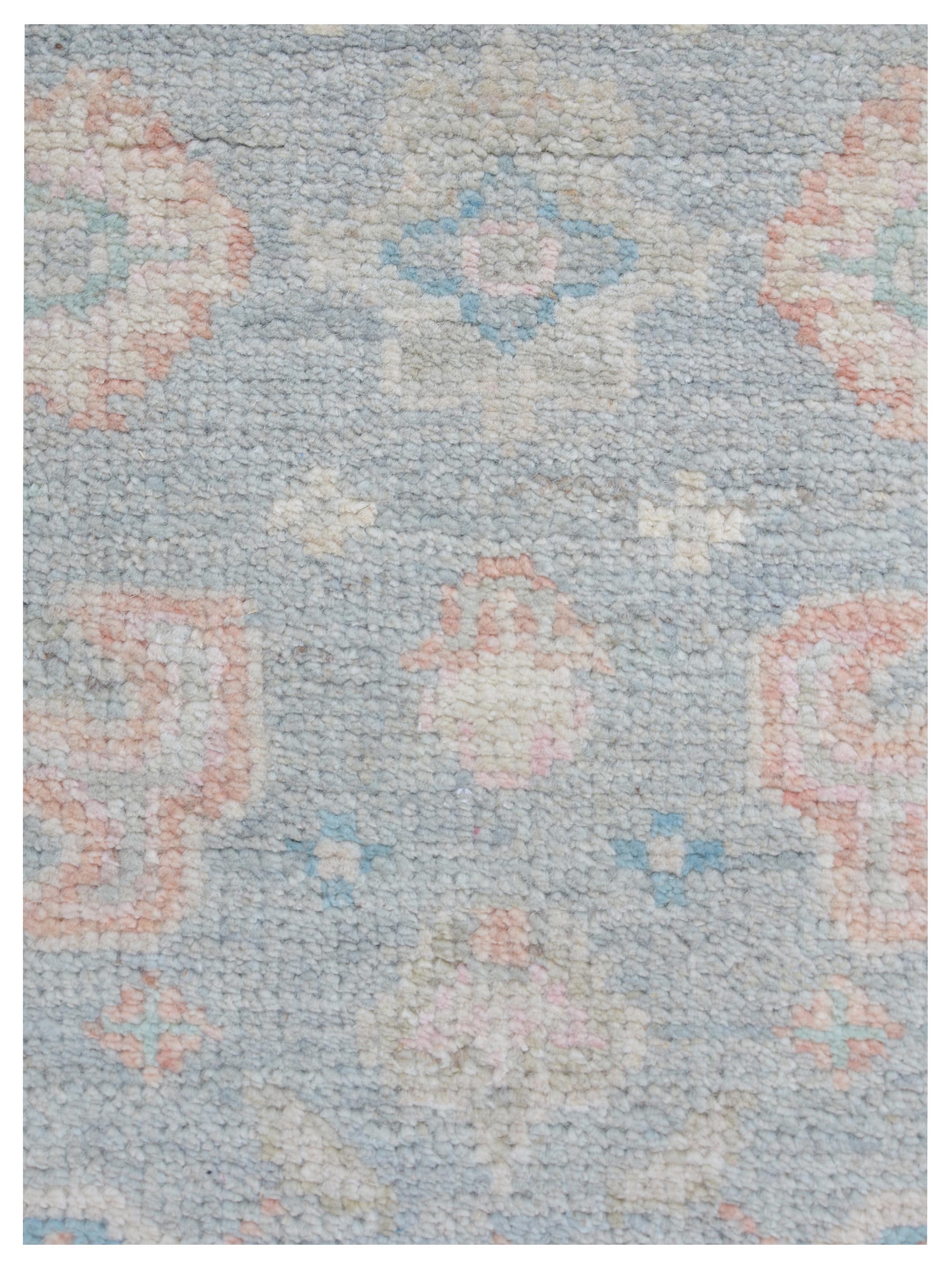 Ushak Wool Weft Hand Knotted Grey 3x14 - Image 3 of 5