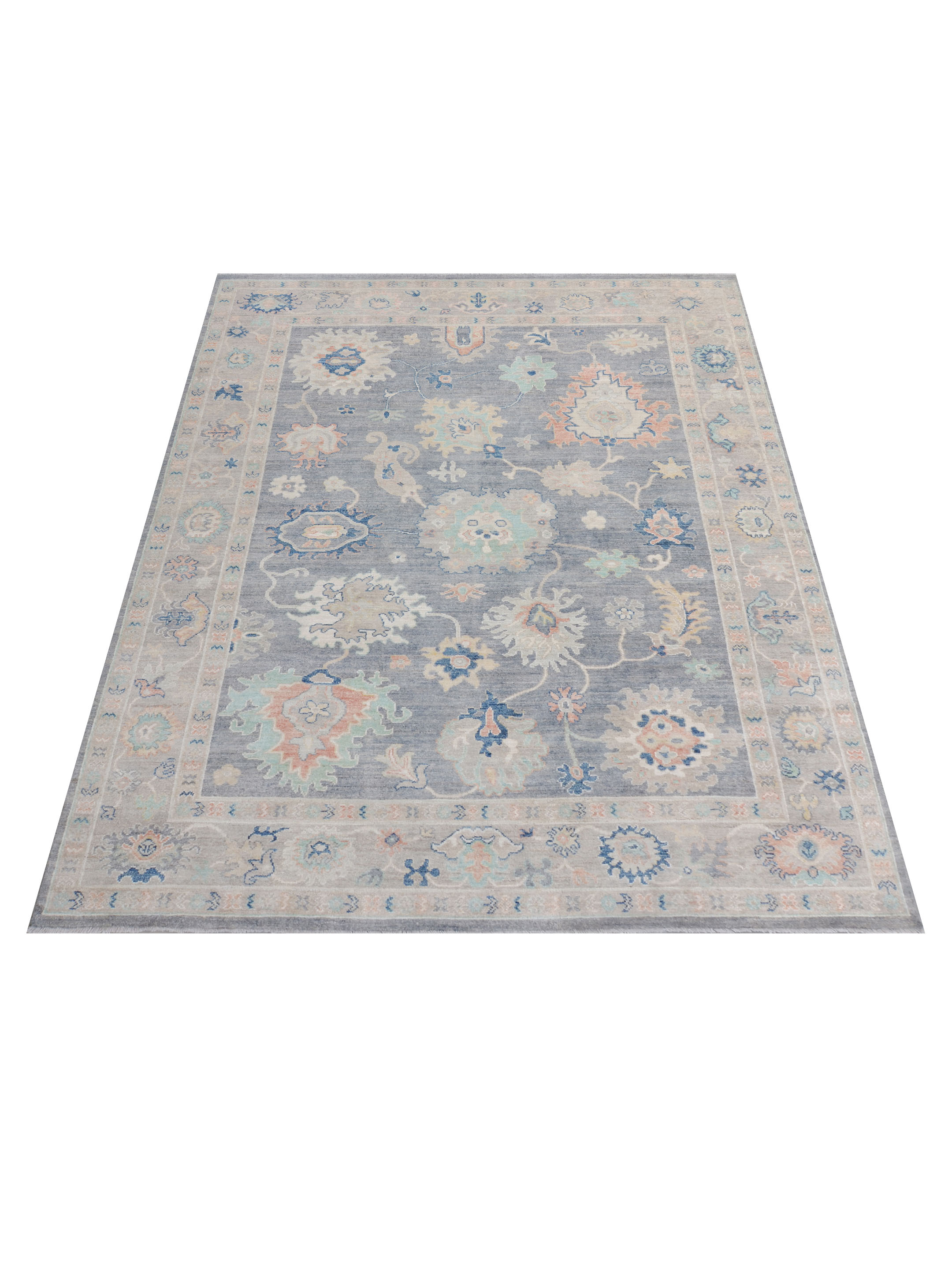 Ushak Wool Weft Hand Knotted D.Grey 9x12 - Image 2 of 5