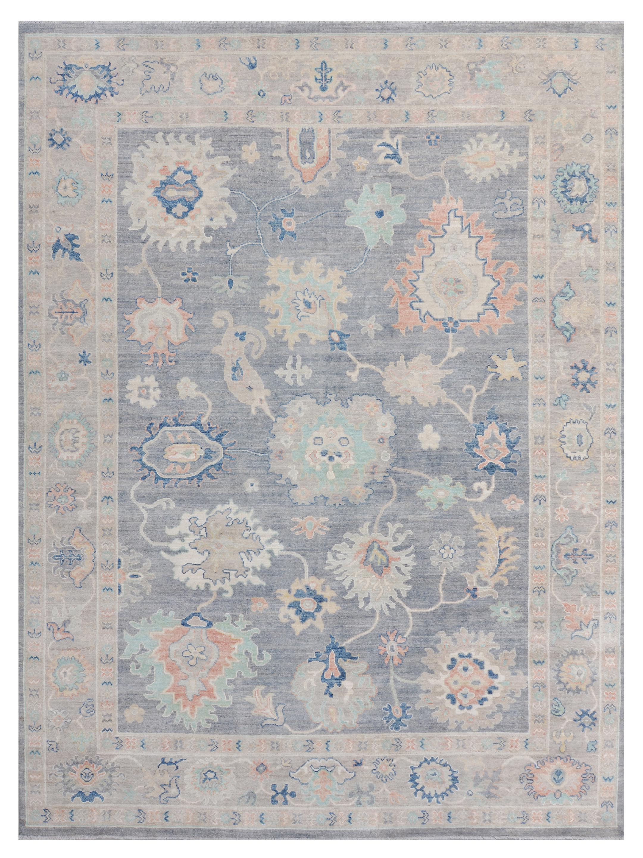 Ushak Wool Weft Hand Knotted D.Grey 9x12