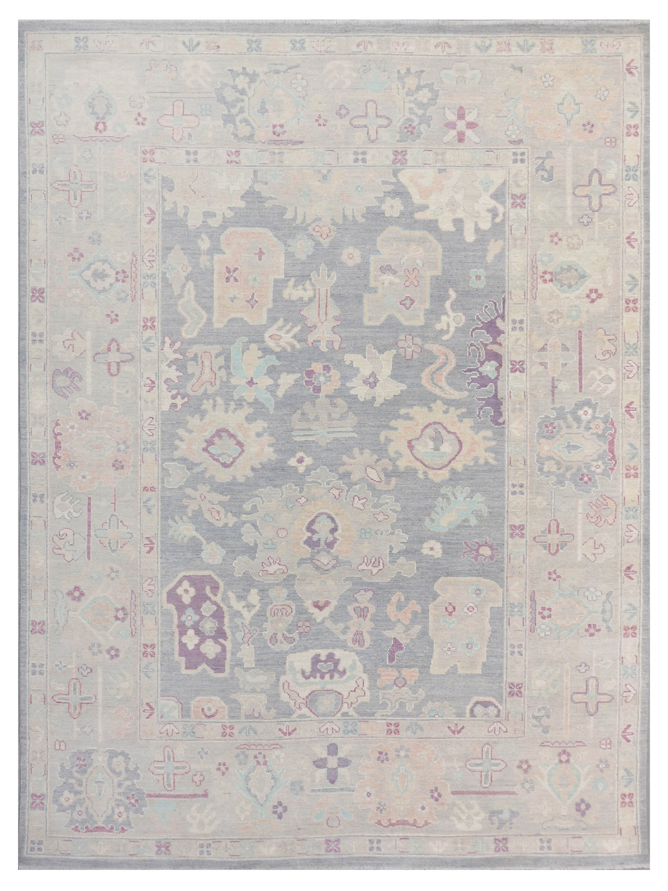 Ushak Wool Weft Hand Knotted D.Grey 9x12