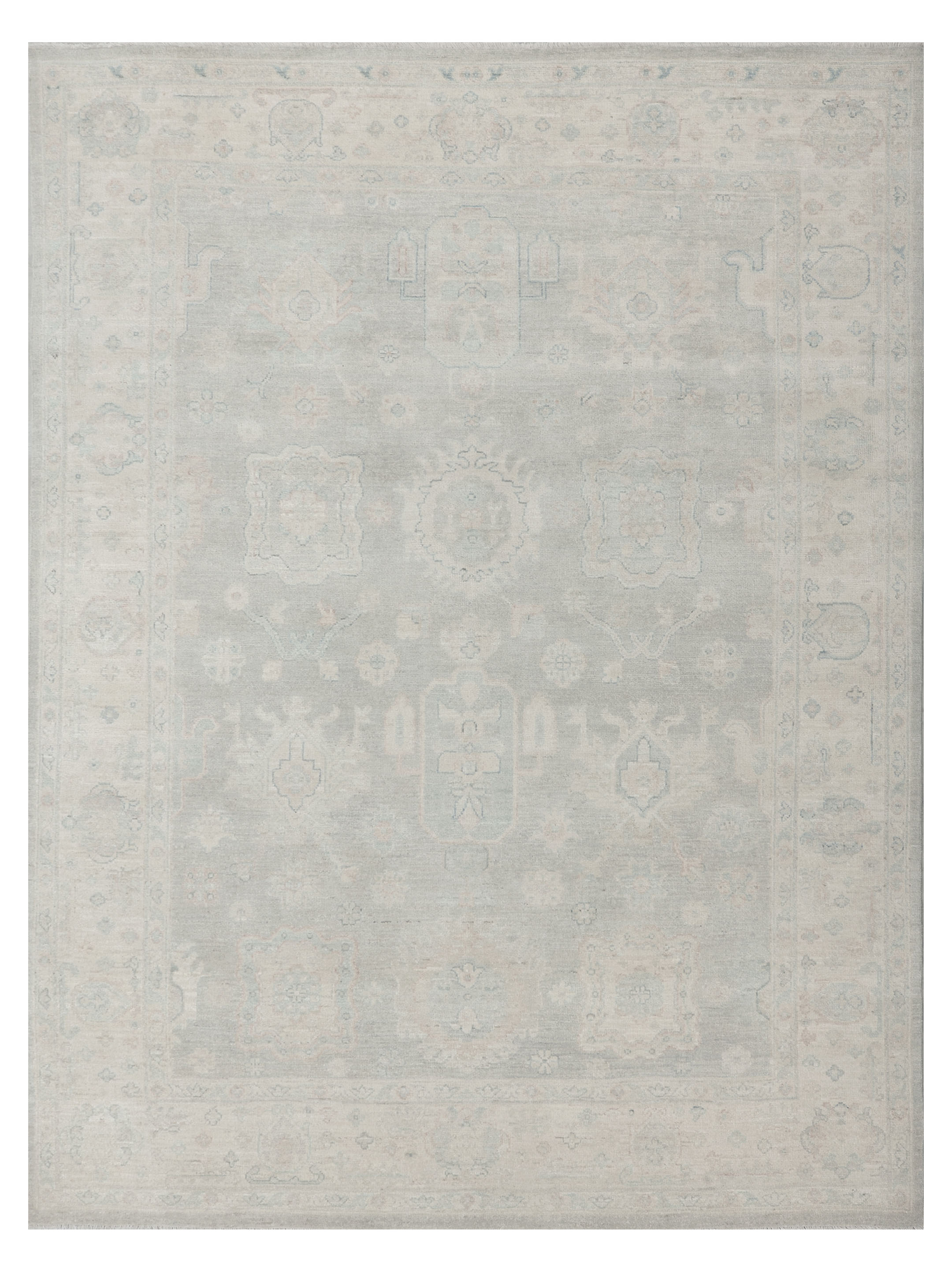 Ushak Wool Weft Hand Knotted Grey 9x12