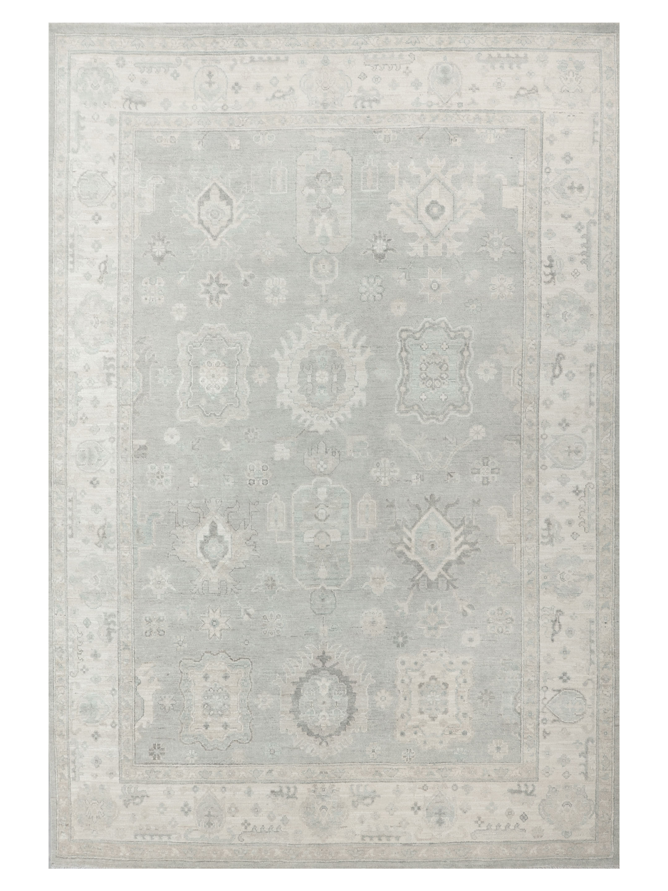 Ushak Wool Weft Hand Knotted Grey 9x12