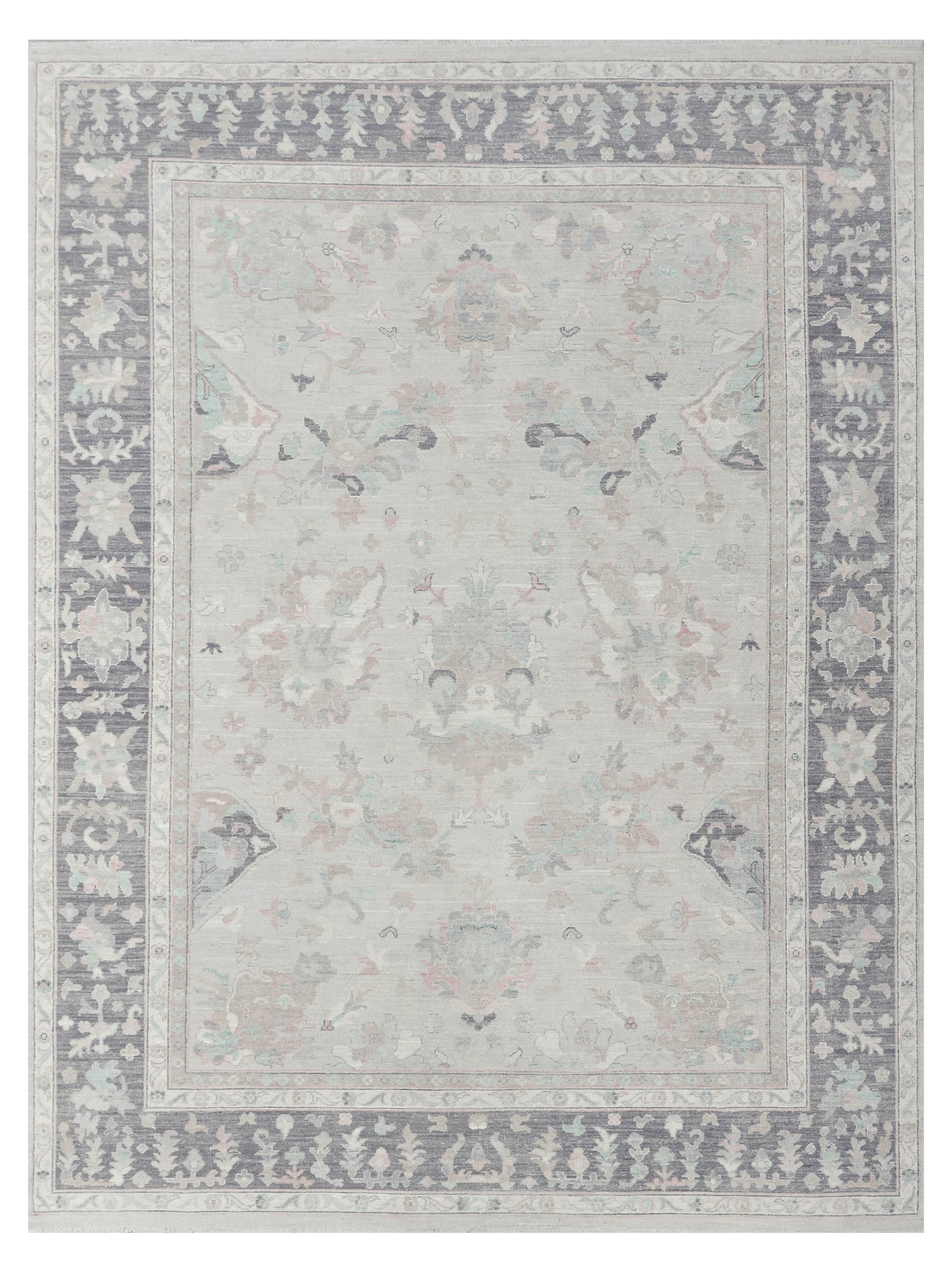 Ushak Wool Weft Hand Knotted Beige 9x12