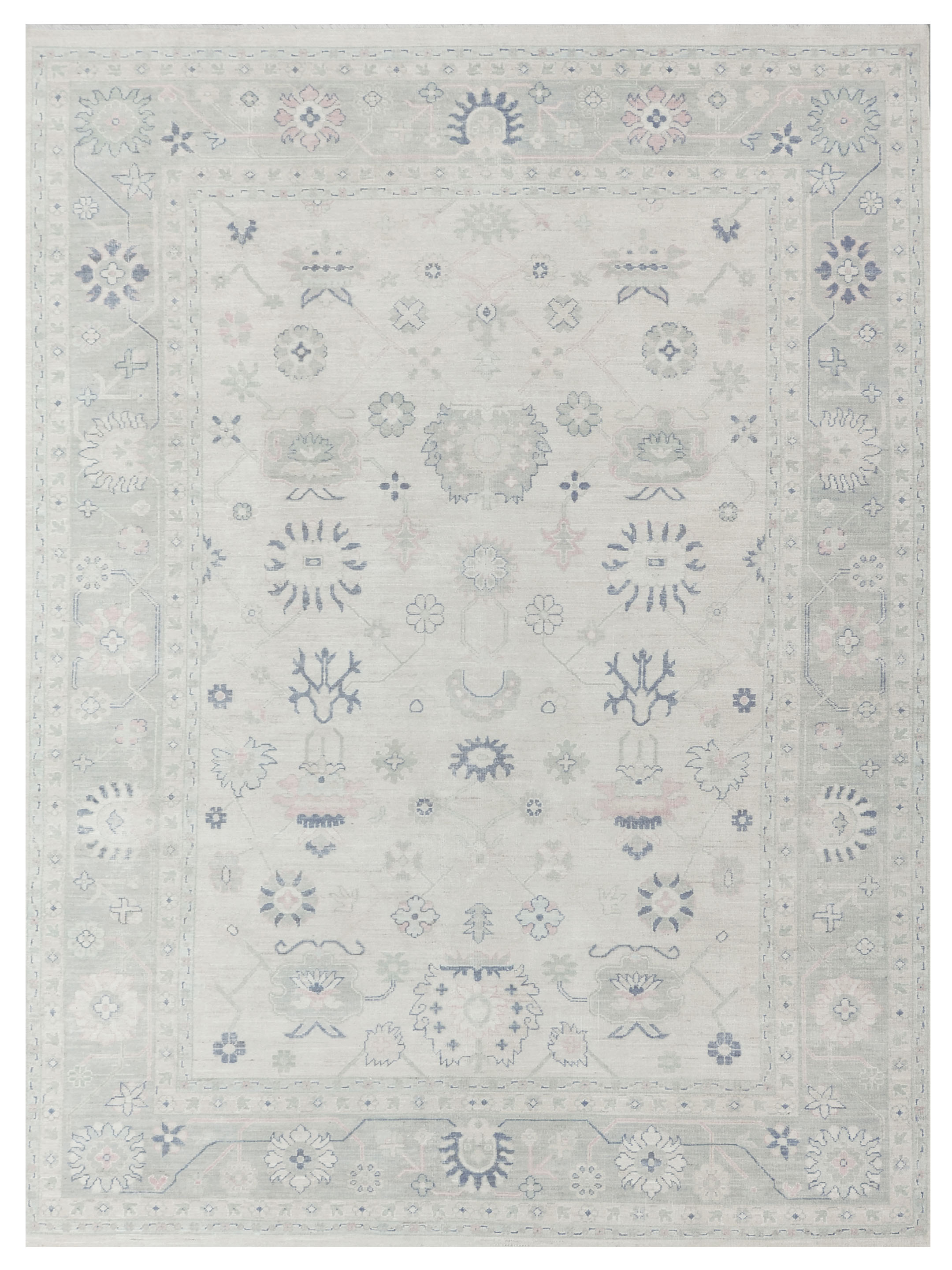 Ushak Wool Weft Hand Knotted Ivory 9x12
