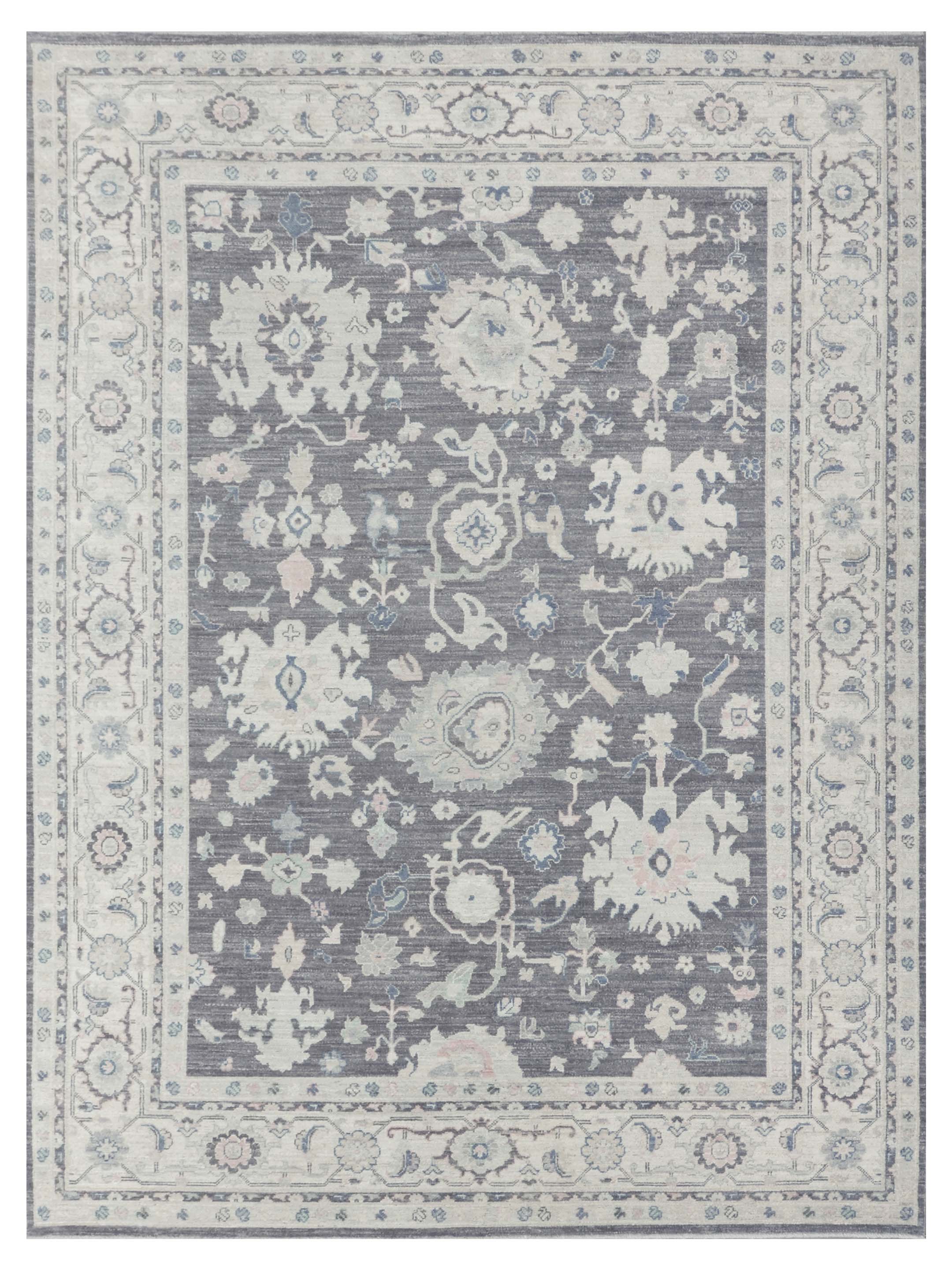 Ushak Wool Weft Hand Knotted Grey 9x12