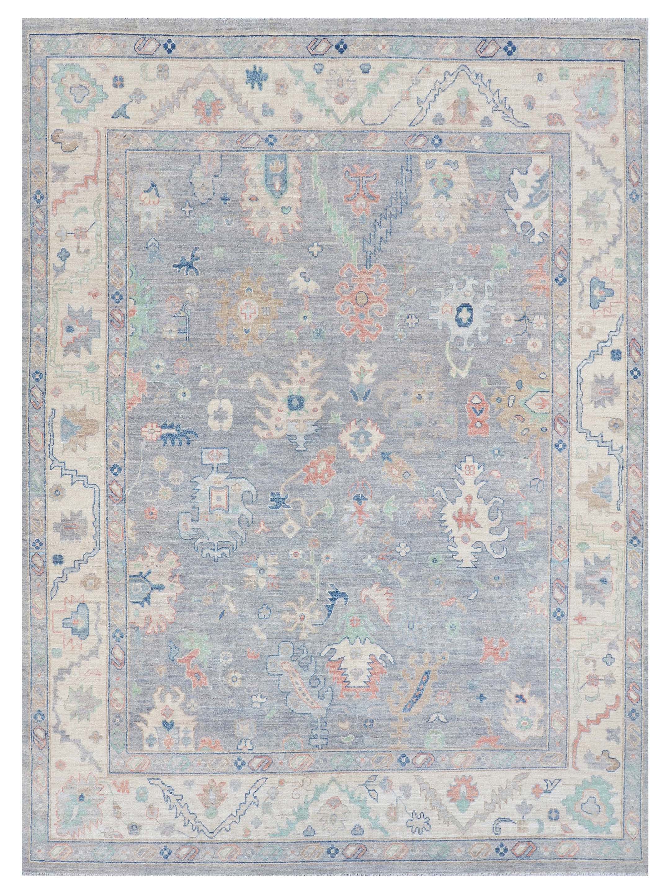 Ushak Wool Weft Hand Knotted Grey 8x10