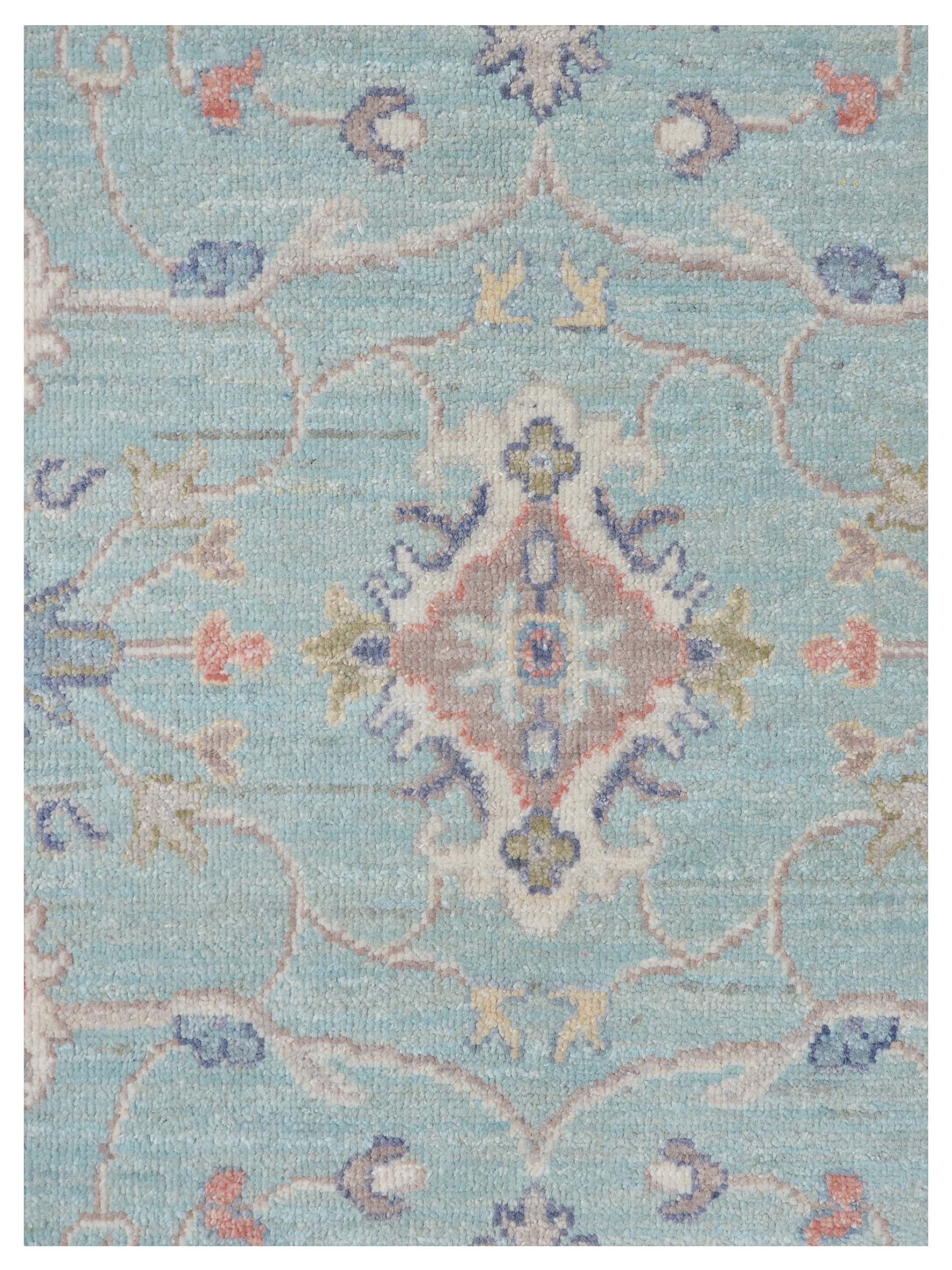 Ushak Wool Weft Hand Knotted Green 8x10 - Image 3 of 5