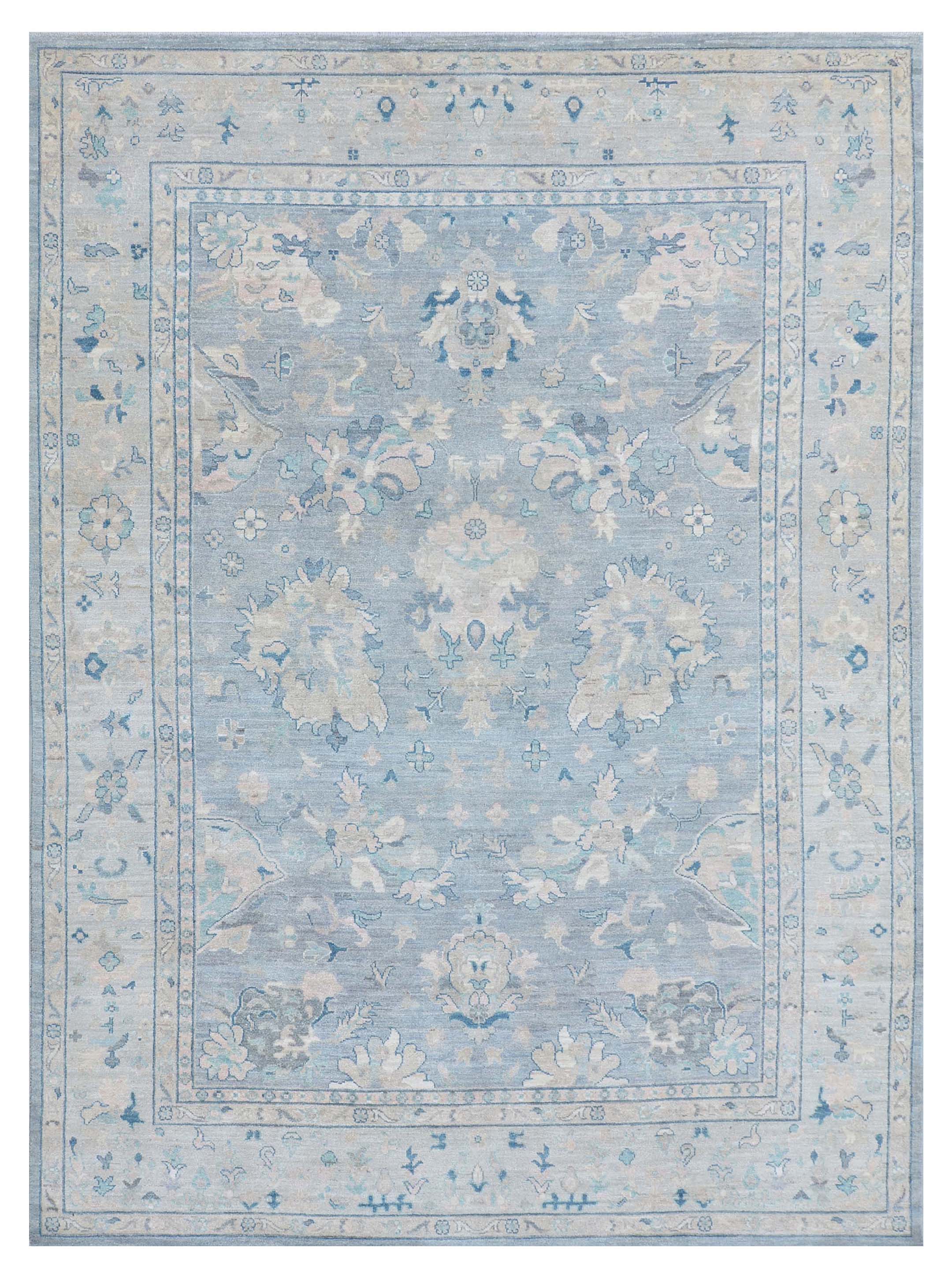 Ushak Wool Weft Hand Knotted Grey 9x12