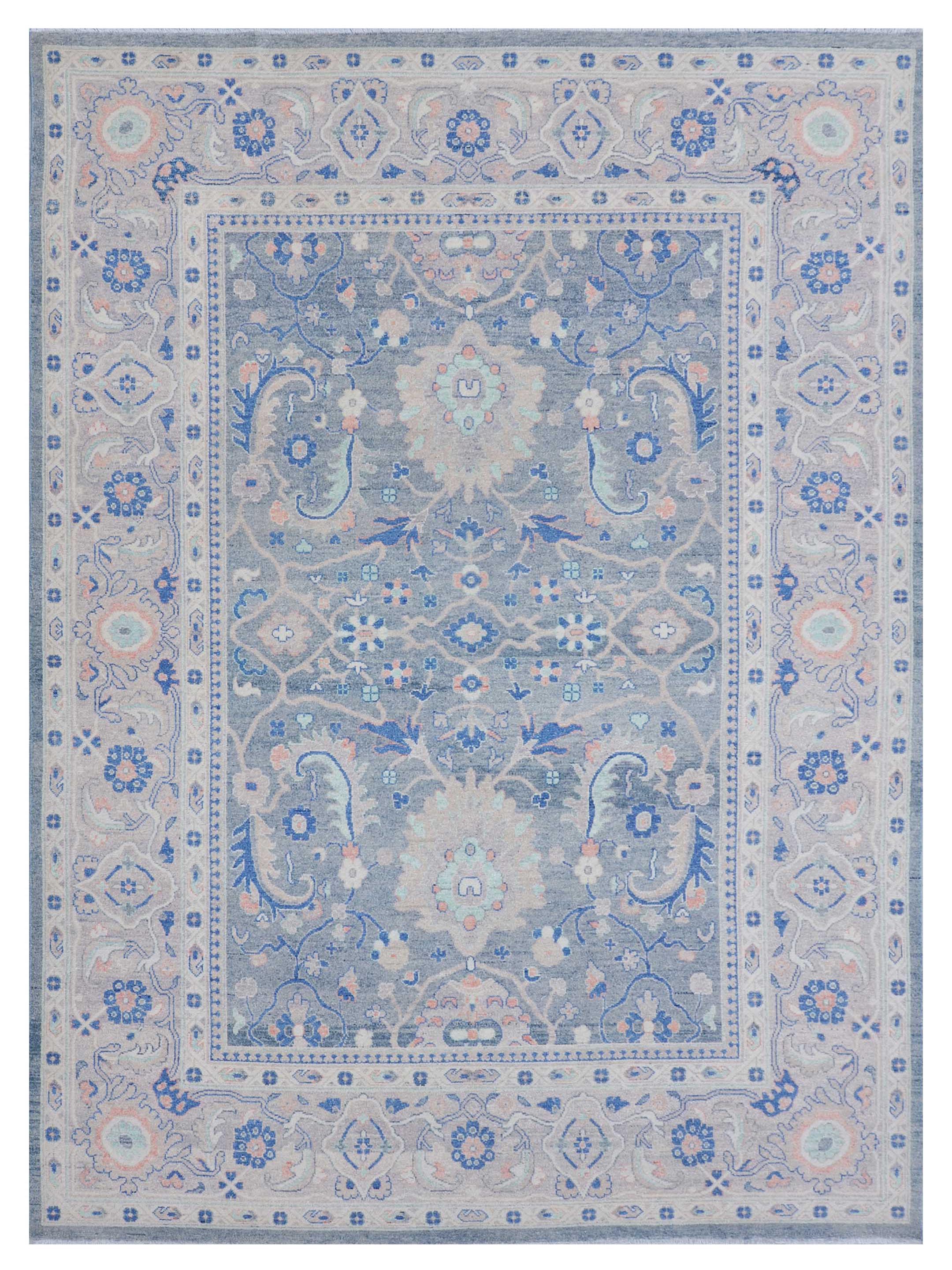 Ushak Wool Weft Hand Knotted Grey 9x12