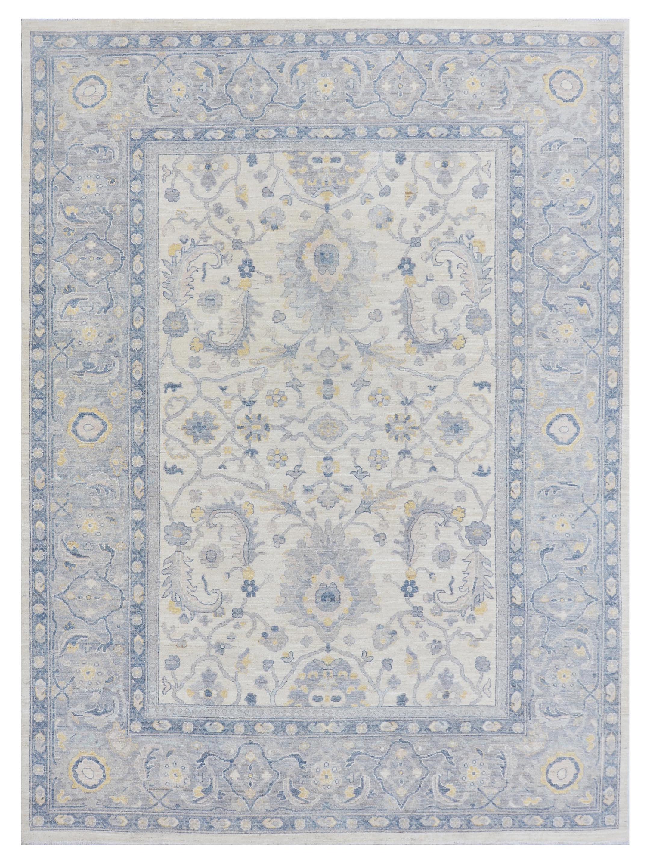 Ushak Wool Weft Hand Knotted Ivory 9x12