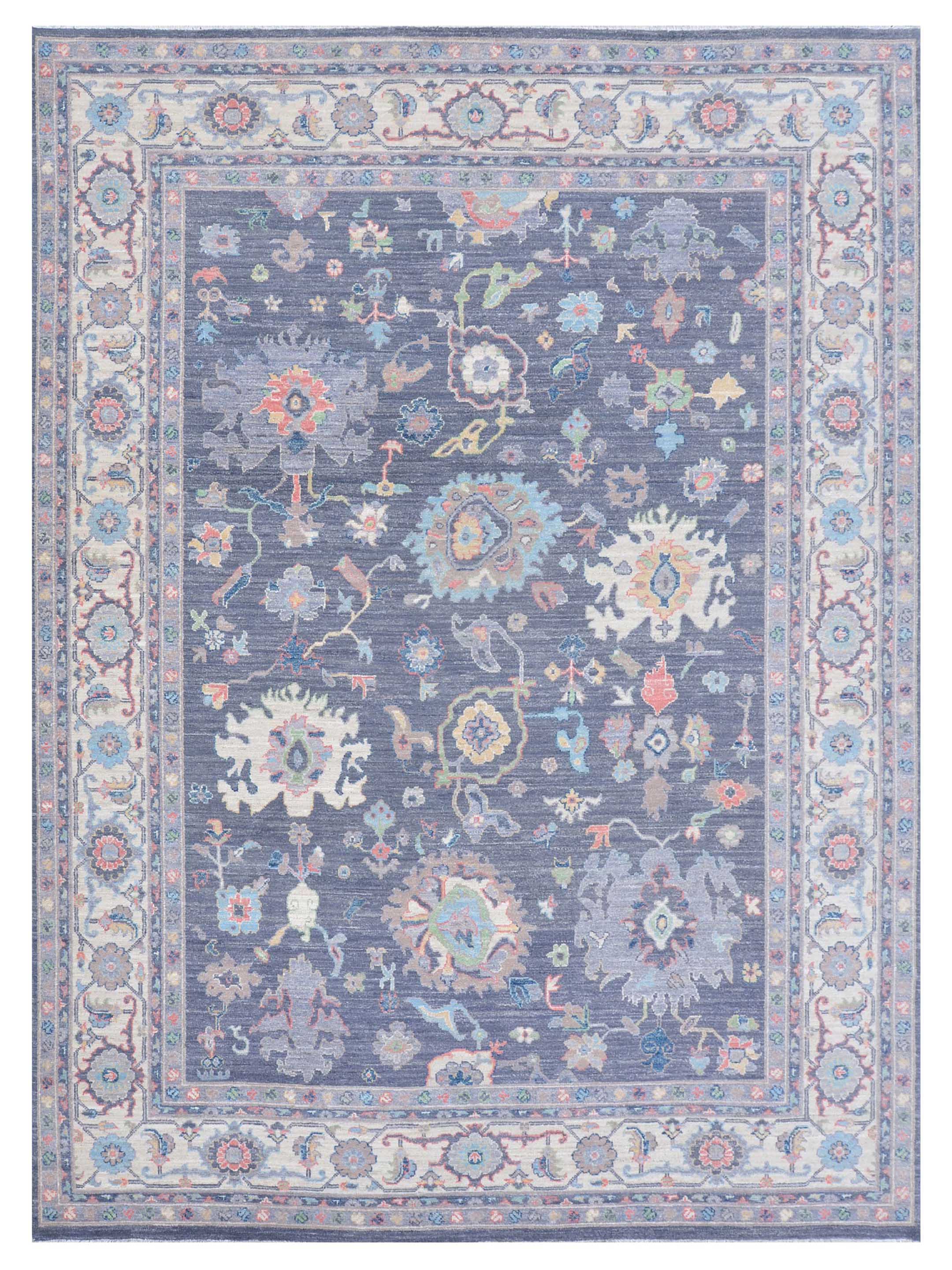 Ushak Wool Weft Hand Knotted Grey 9x12