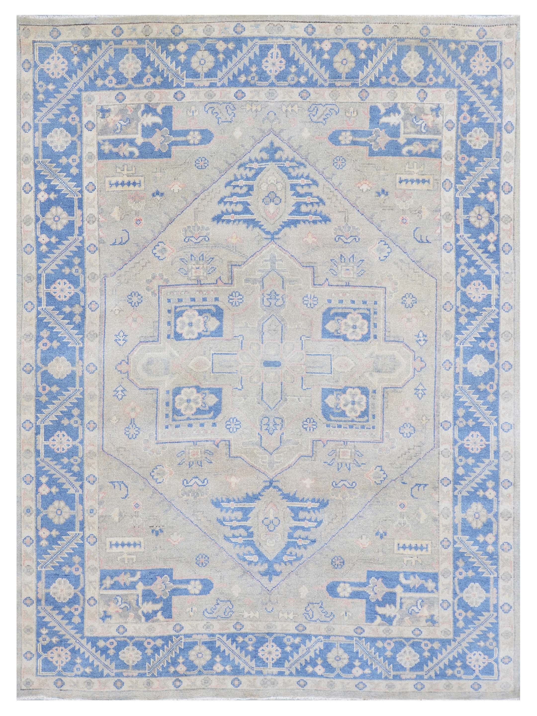 Ushak Hand Knotted Blue 9x12