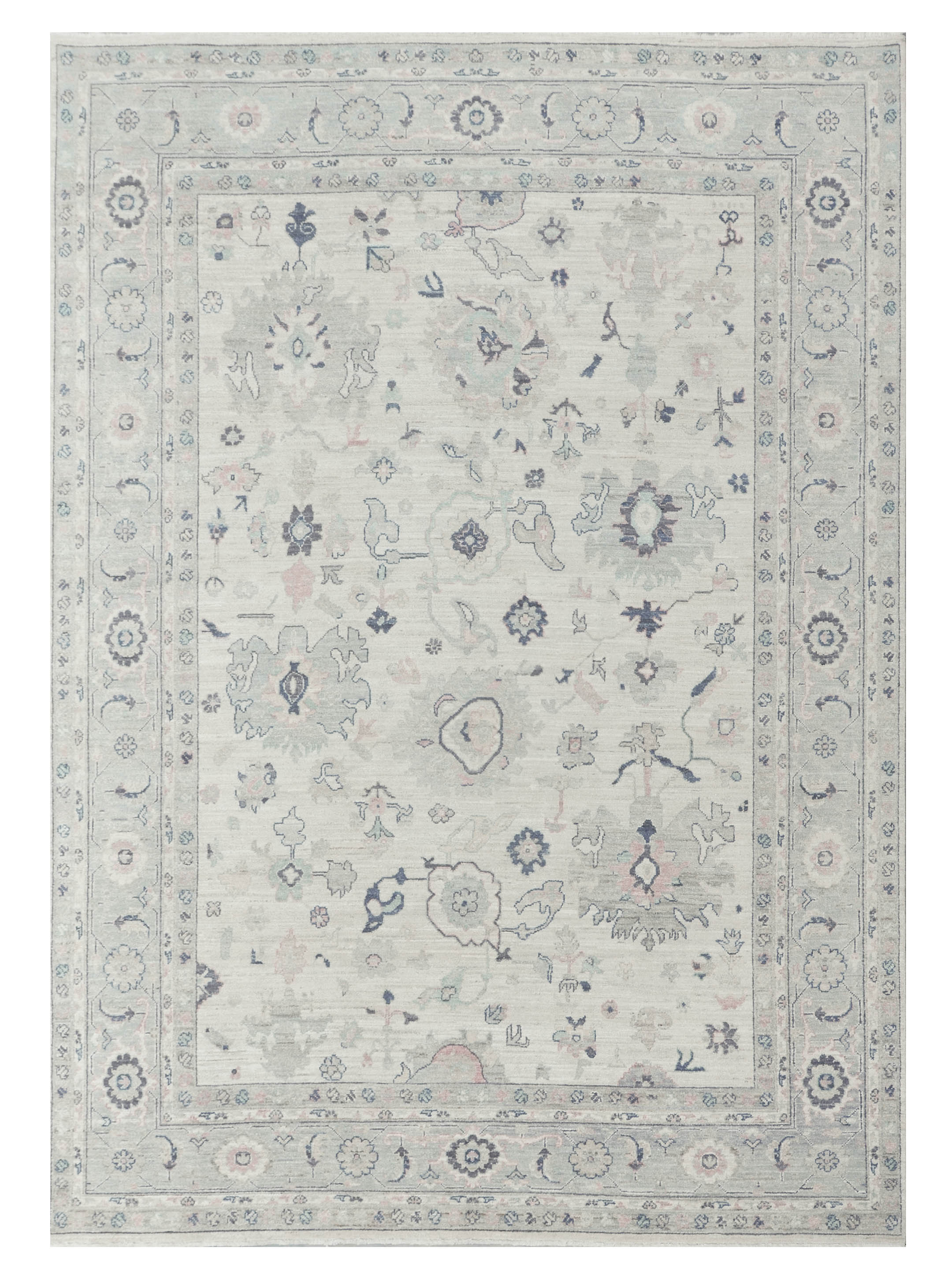 Ushak Wool Weft Hand Knotted Ivory 9x12