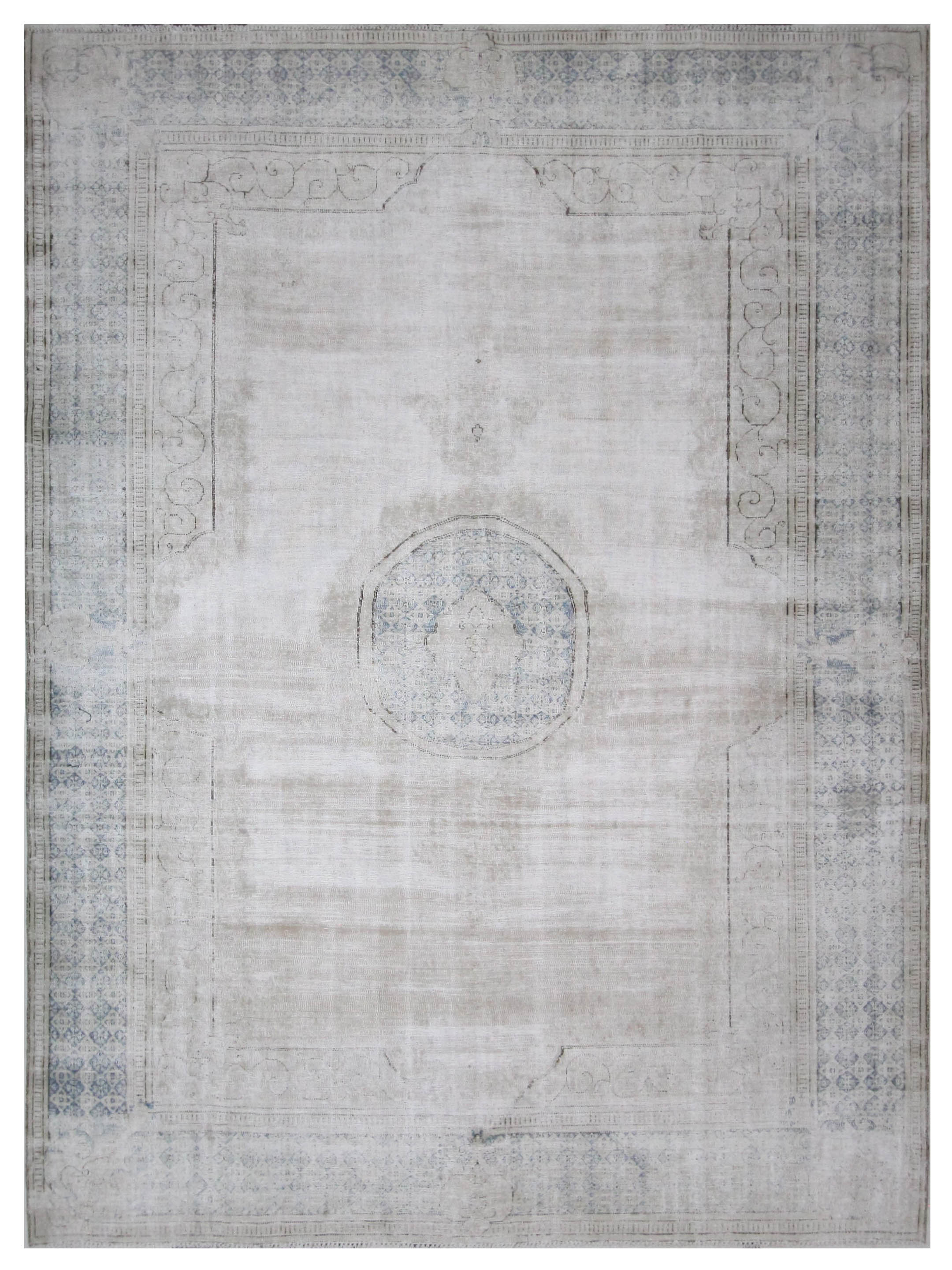 Vintage Hand Knotted Ivory 9x12