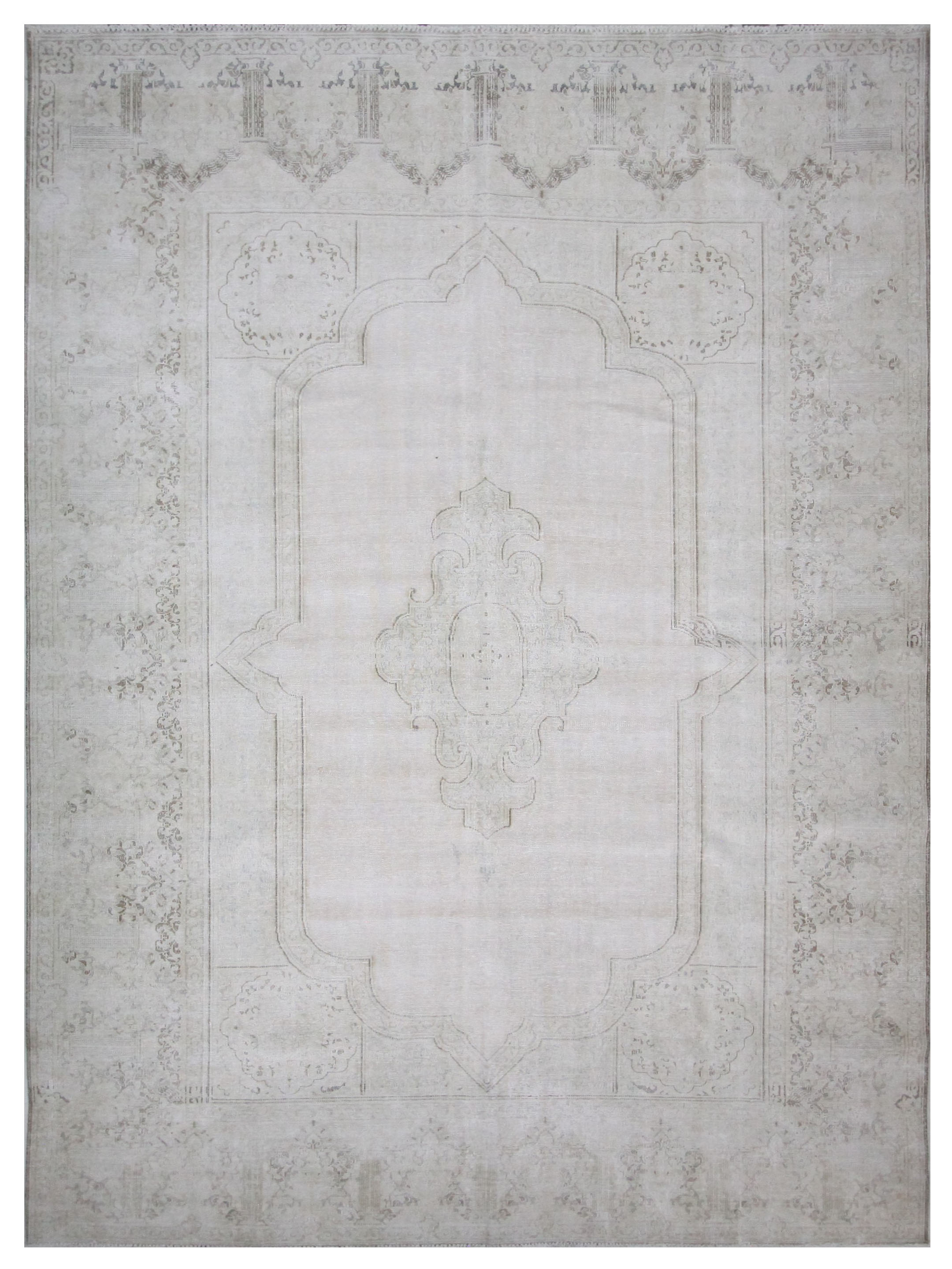 Vintage Hand Knotted Ivory 9x13