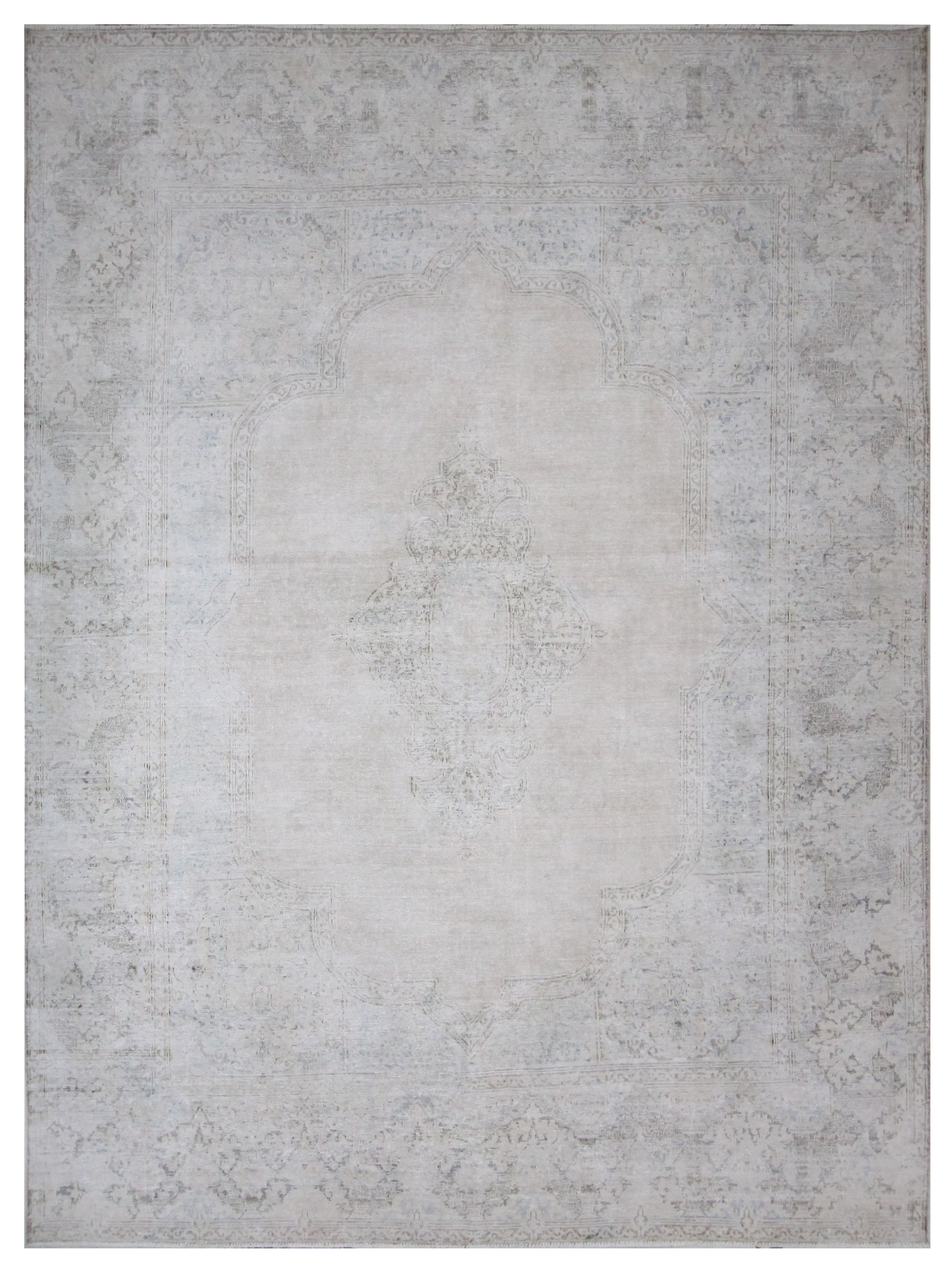 Vintage Hand Knotted Ivory 9x13