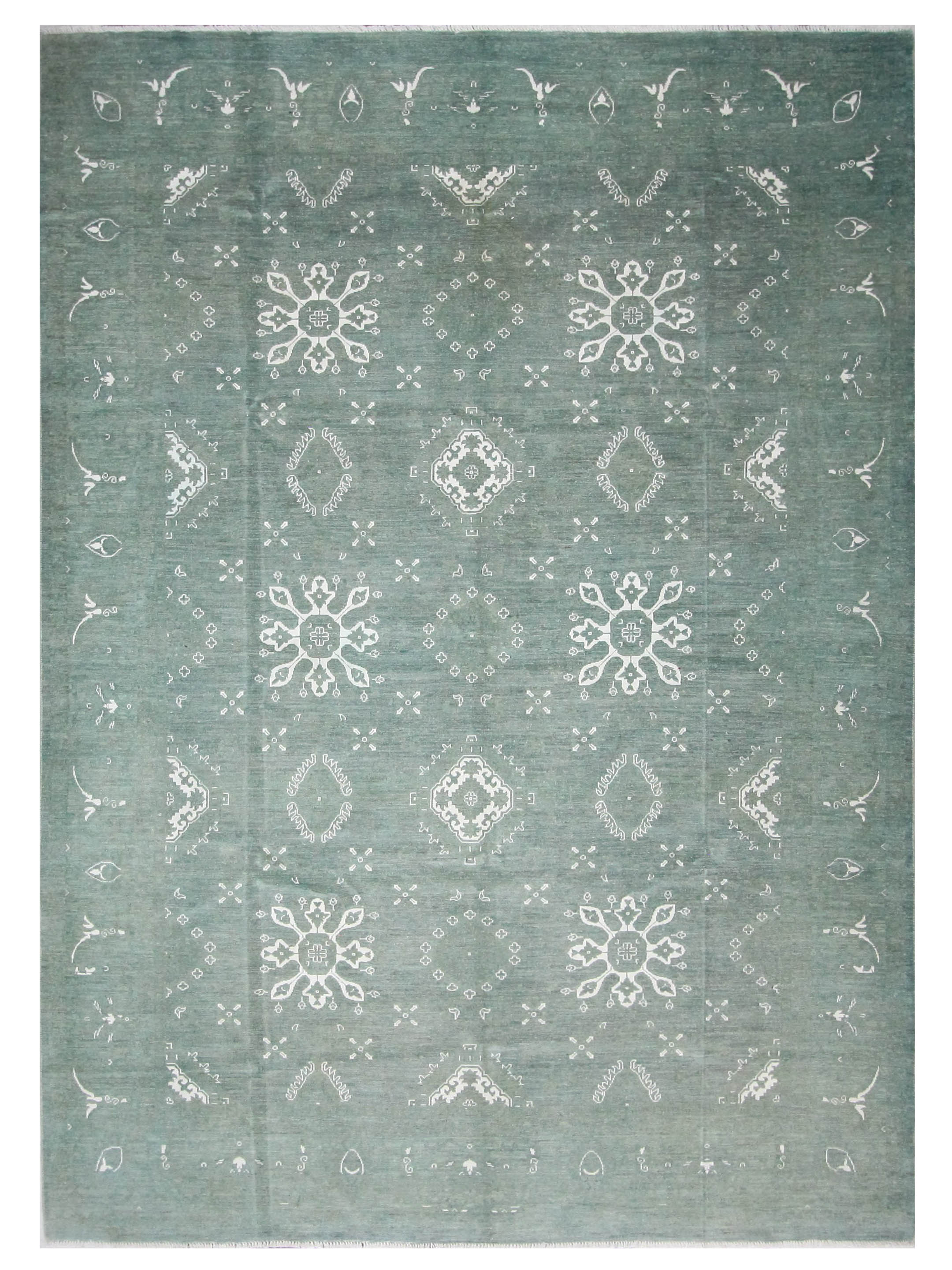 Ziegler Hand Knotted Green 9x12