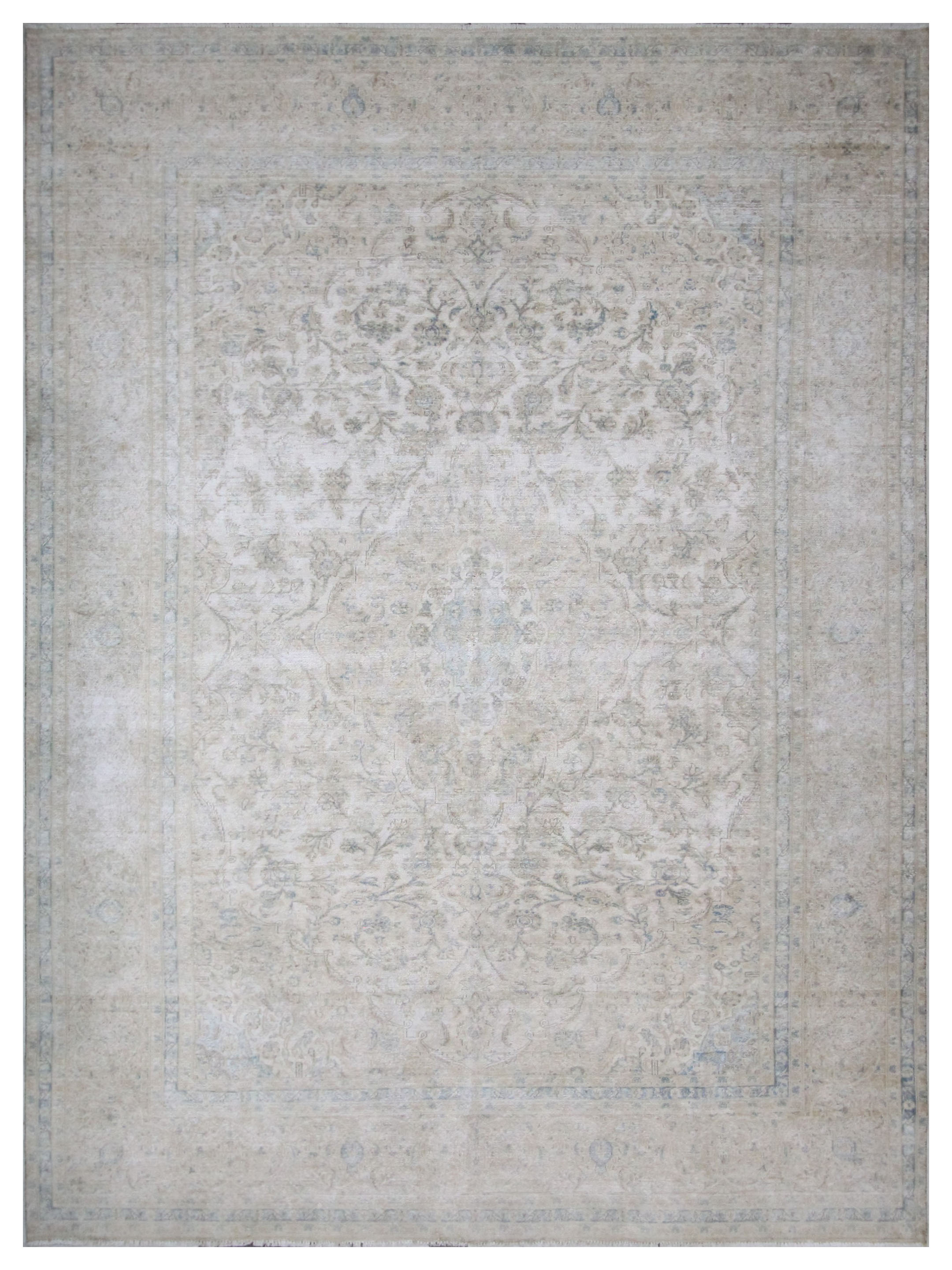 Vintage Hand Knotted Ivory 9x12