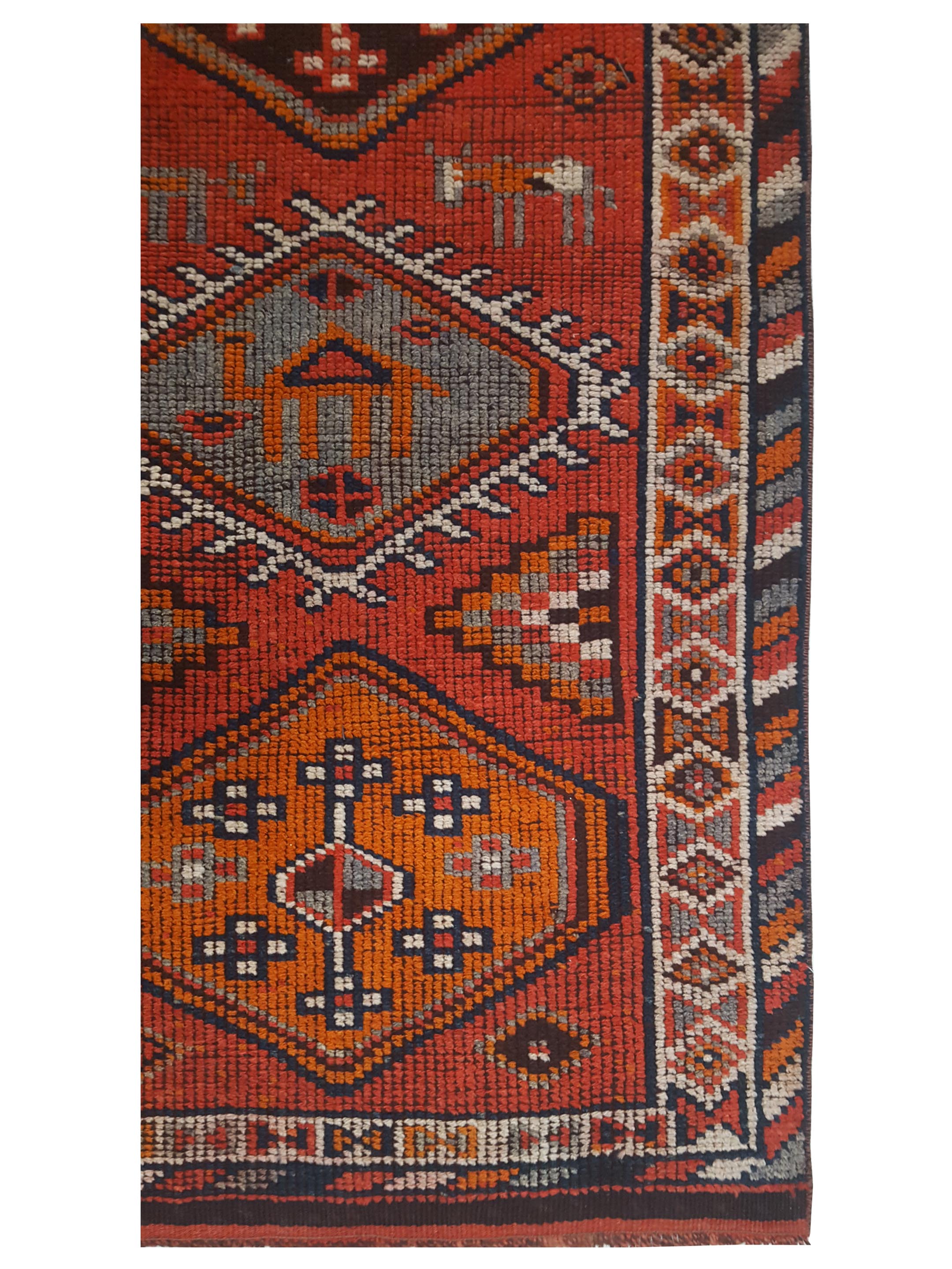Kurdish Hand Knotted Orange 3x13 - Image 2 of 3