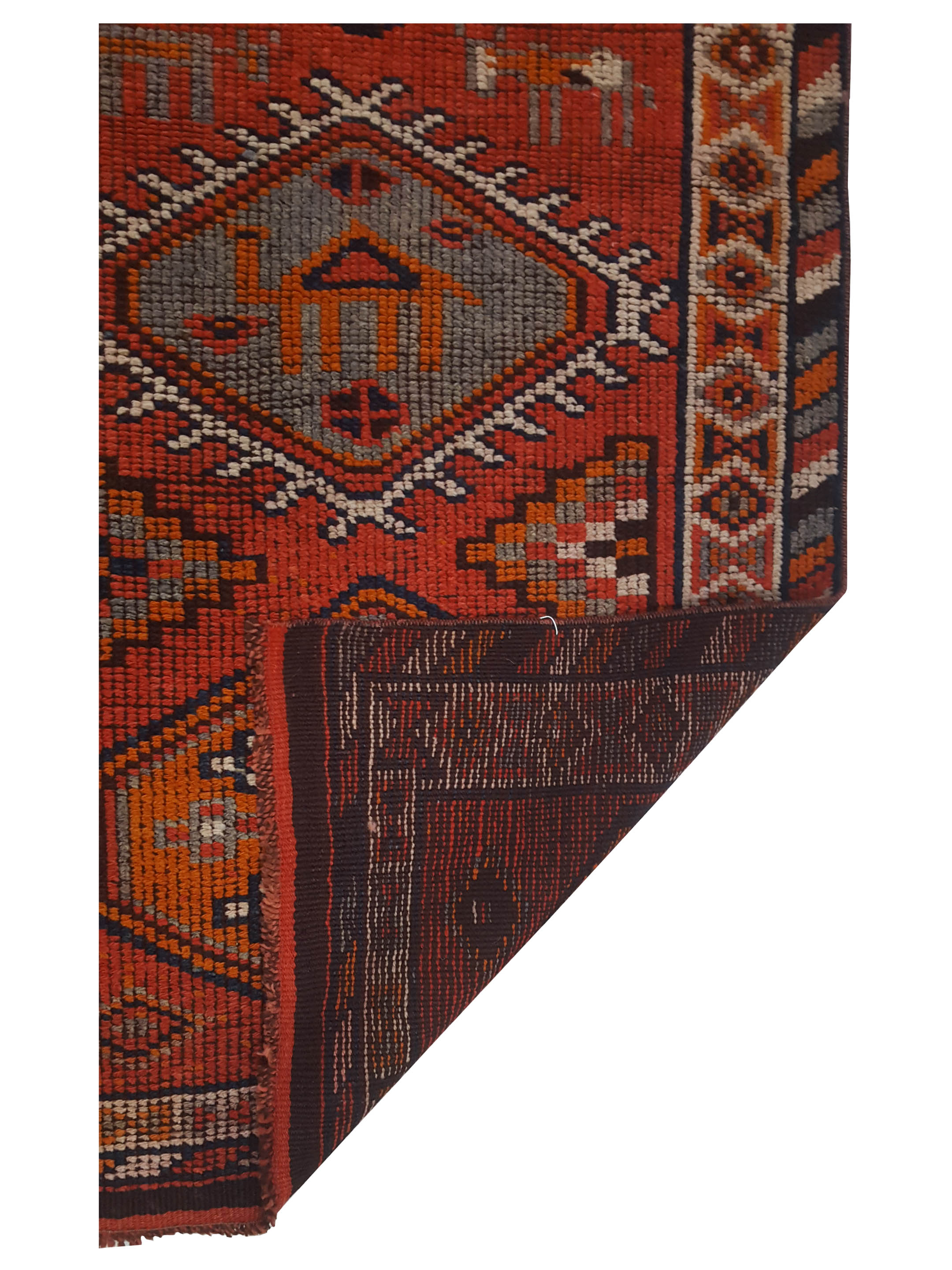 Kurdish Hand Knotted Orange 3x13 - Image 3 of 3