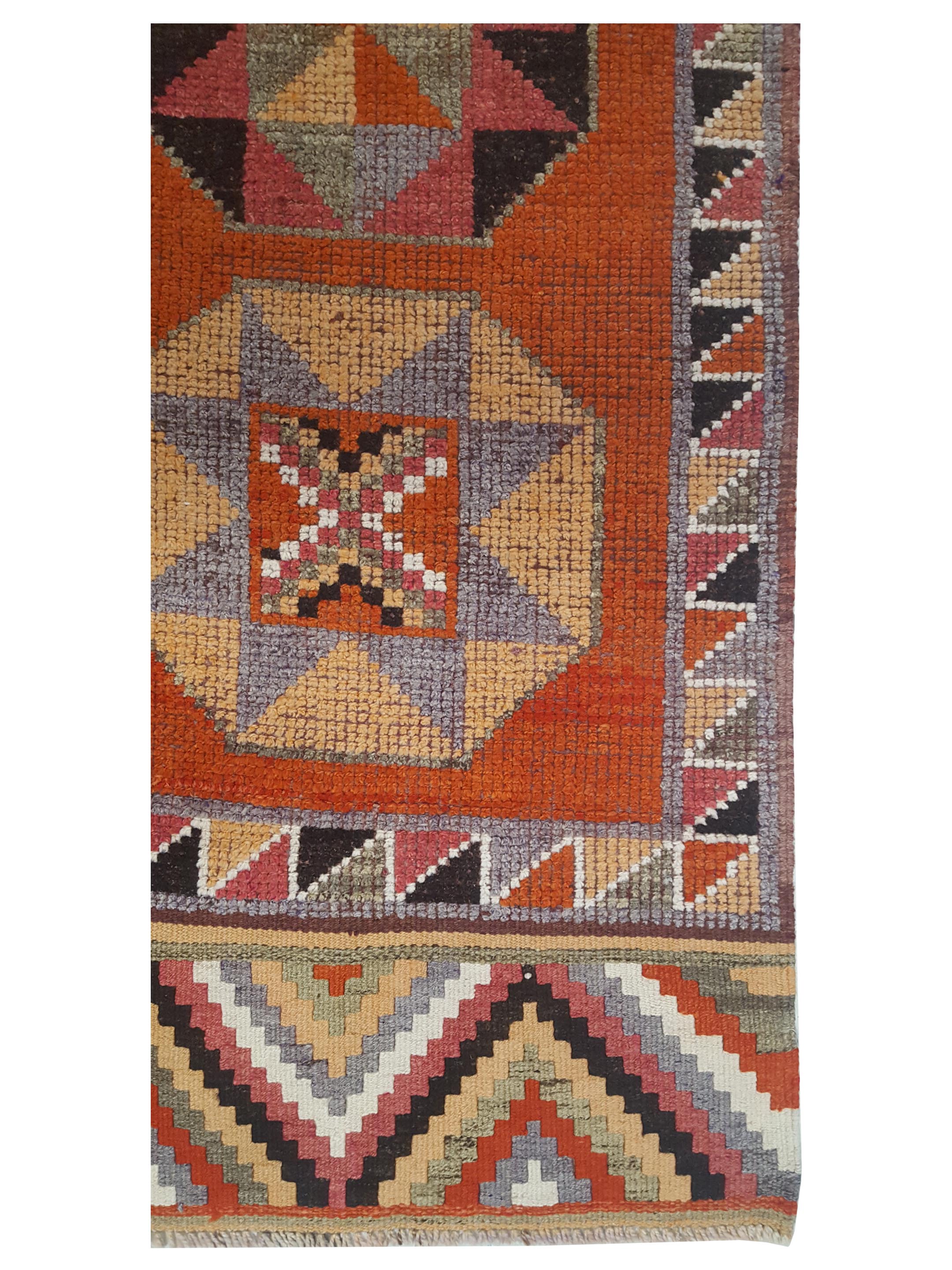 Kurdish Hand Knotted Orange 3x10 - Image 2 of 3