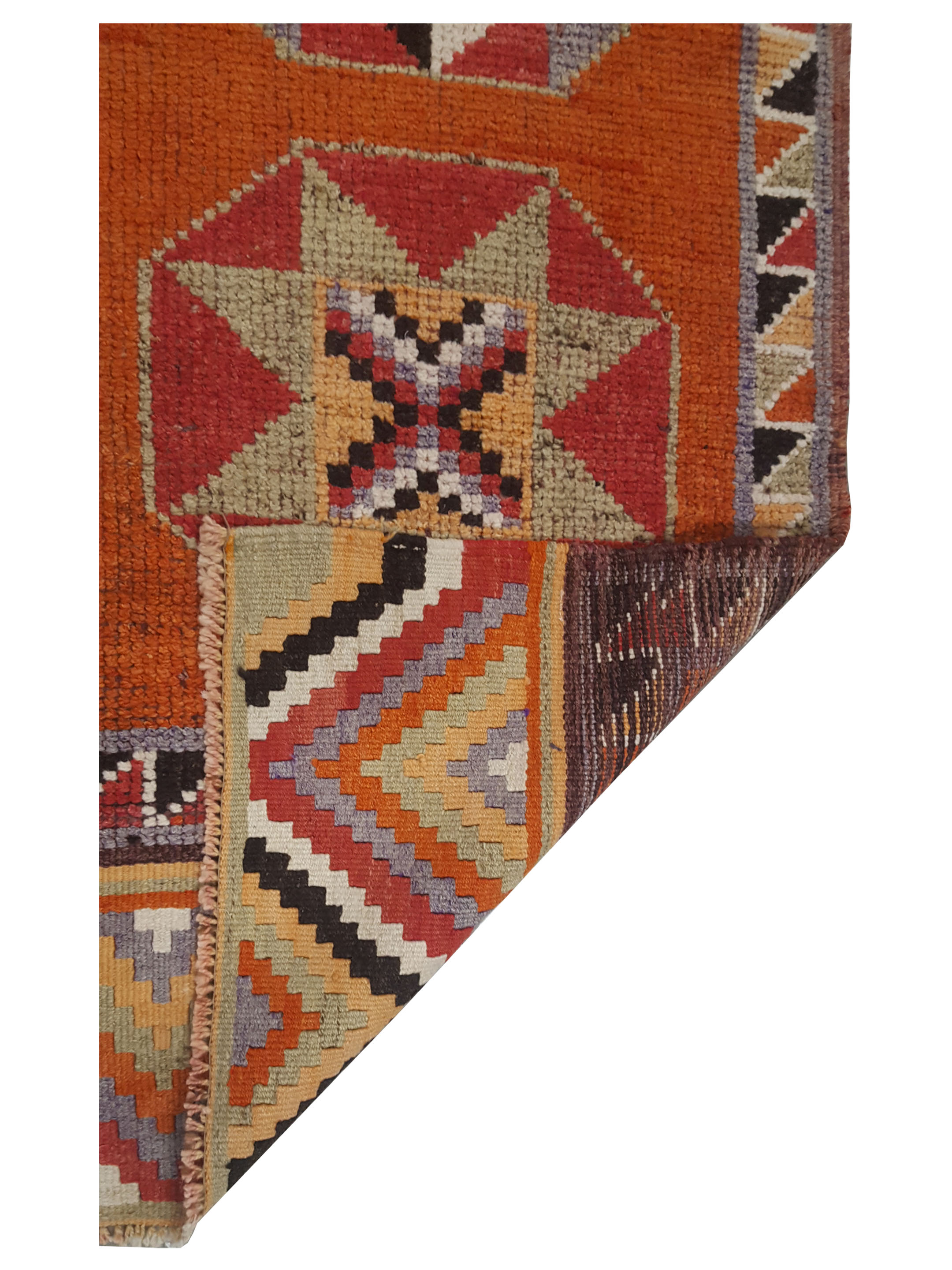 Kurdish Hand Knotted Orange 3x10 - Image 3 of 3