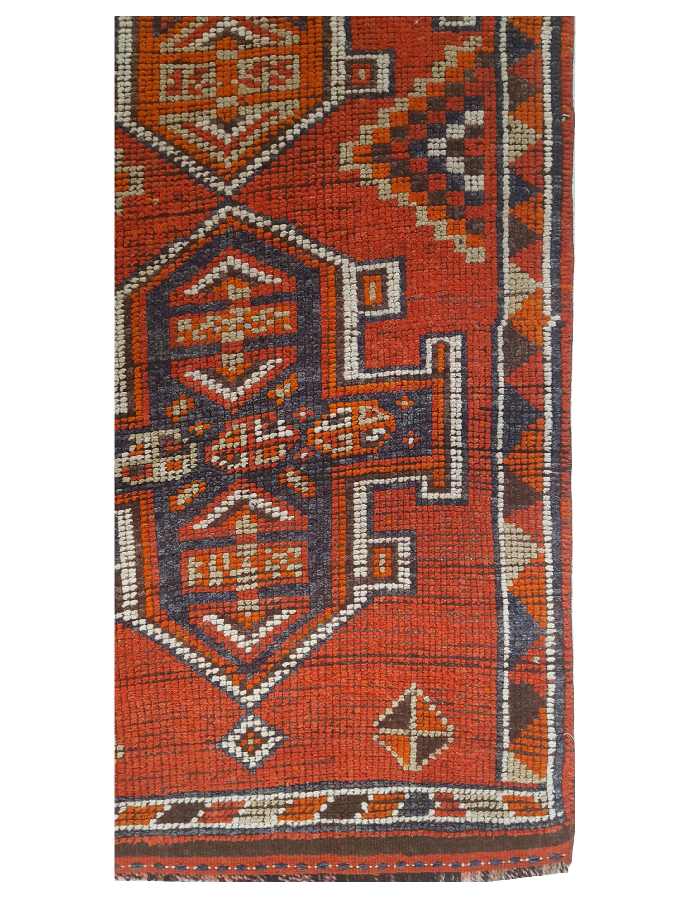 Kurdish Hand Knotted Orange 3x13 - Image 2 of 3