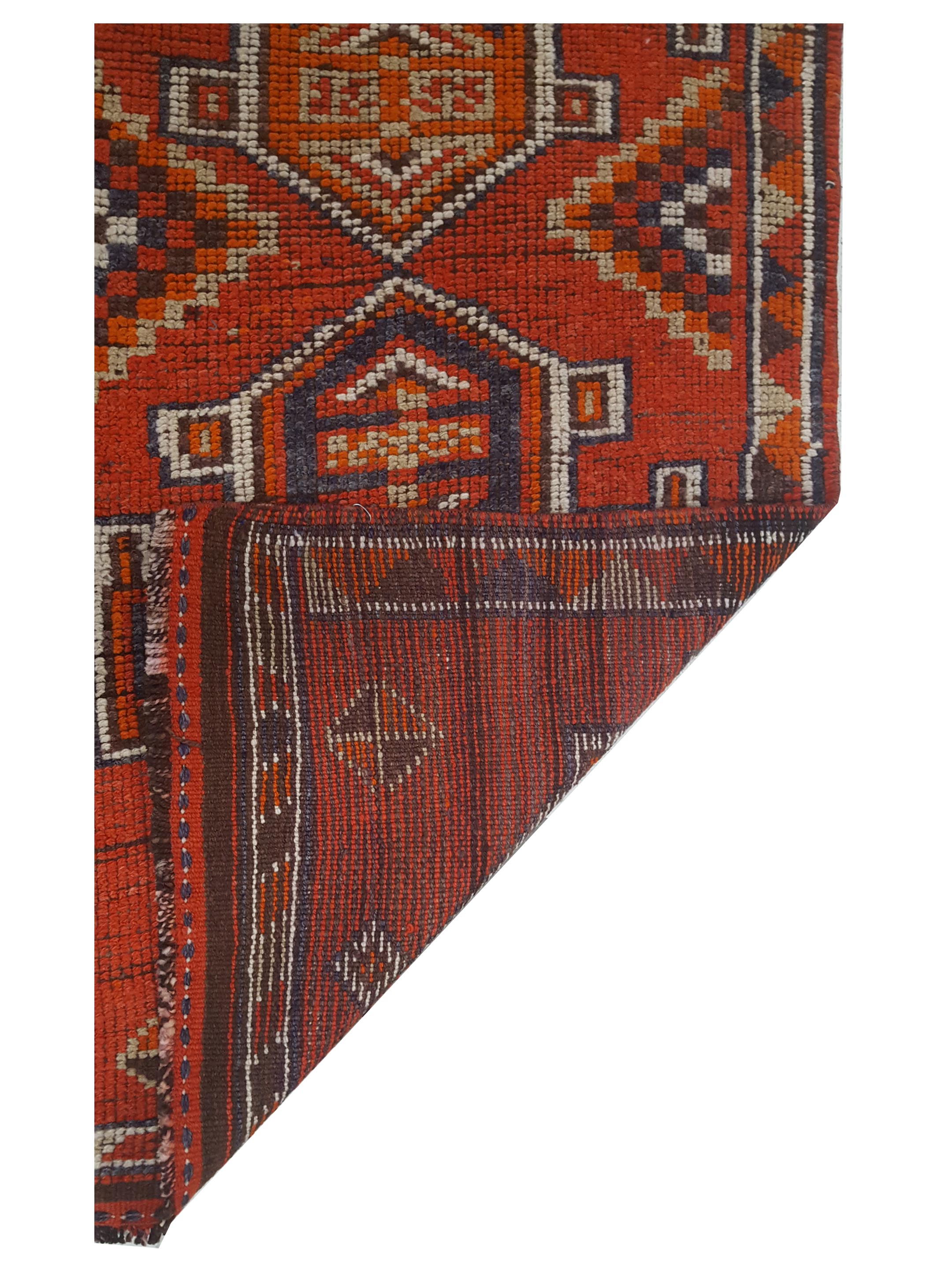 Kurdish Hand Knotted Orange 3x13 - Image 3 of 3