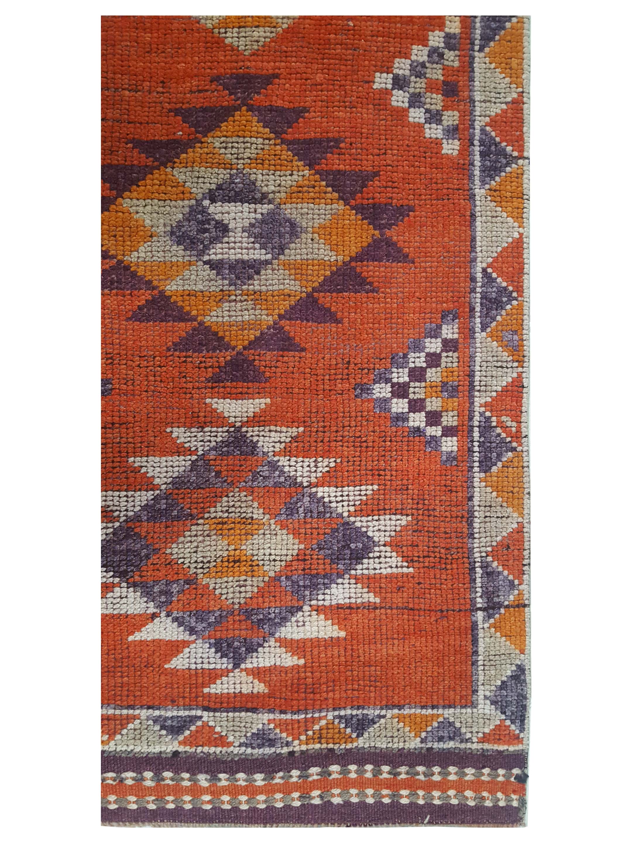 Kurdish Hand Knotted Orange 3x13 - Image 2 of 3