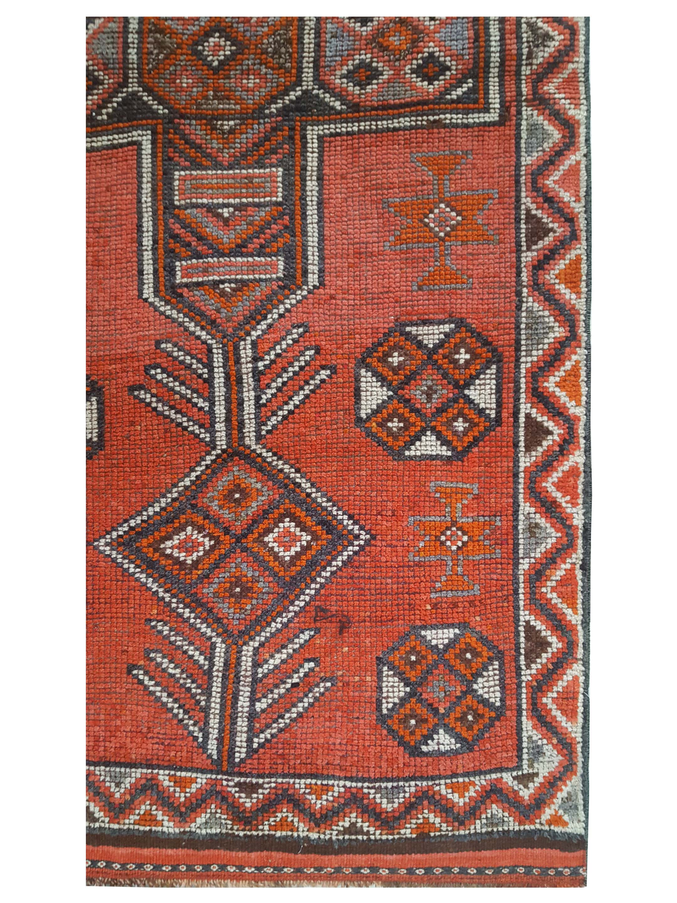 Kurdish Hand Knotted Orange 3x12 - Image 2 of 3