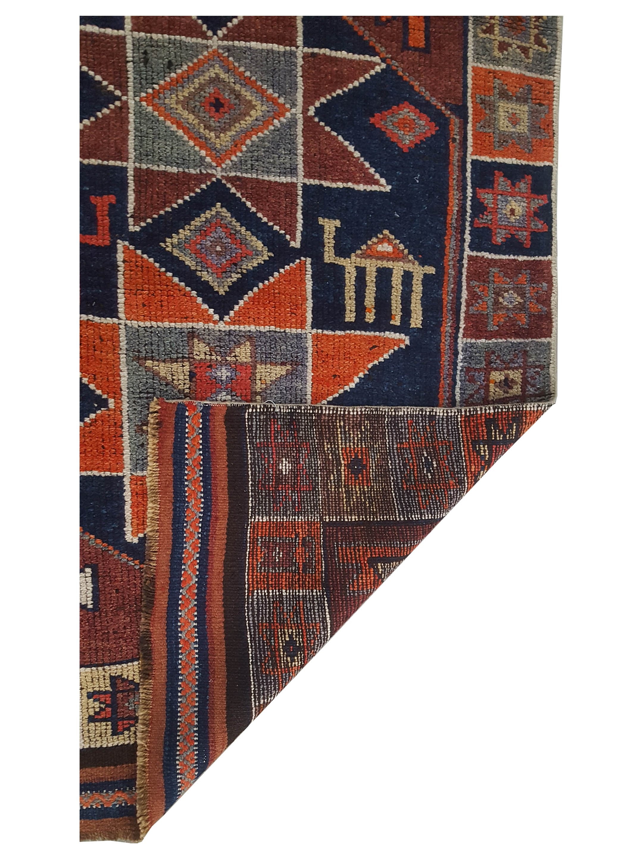 Kurdish Hand Knotted Navy 3x11 - Image 3 of 3