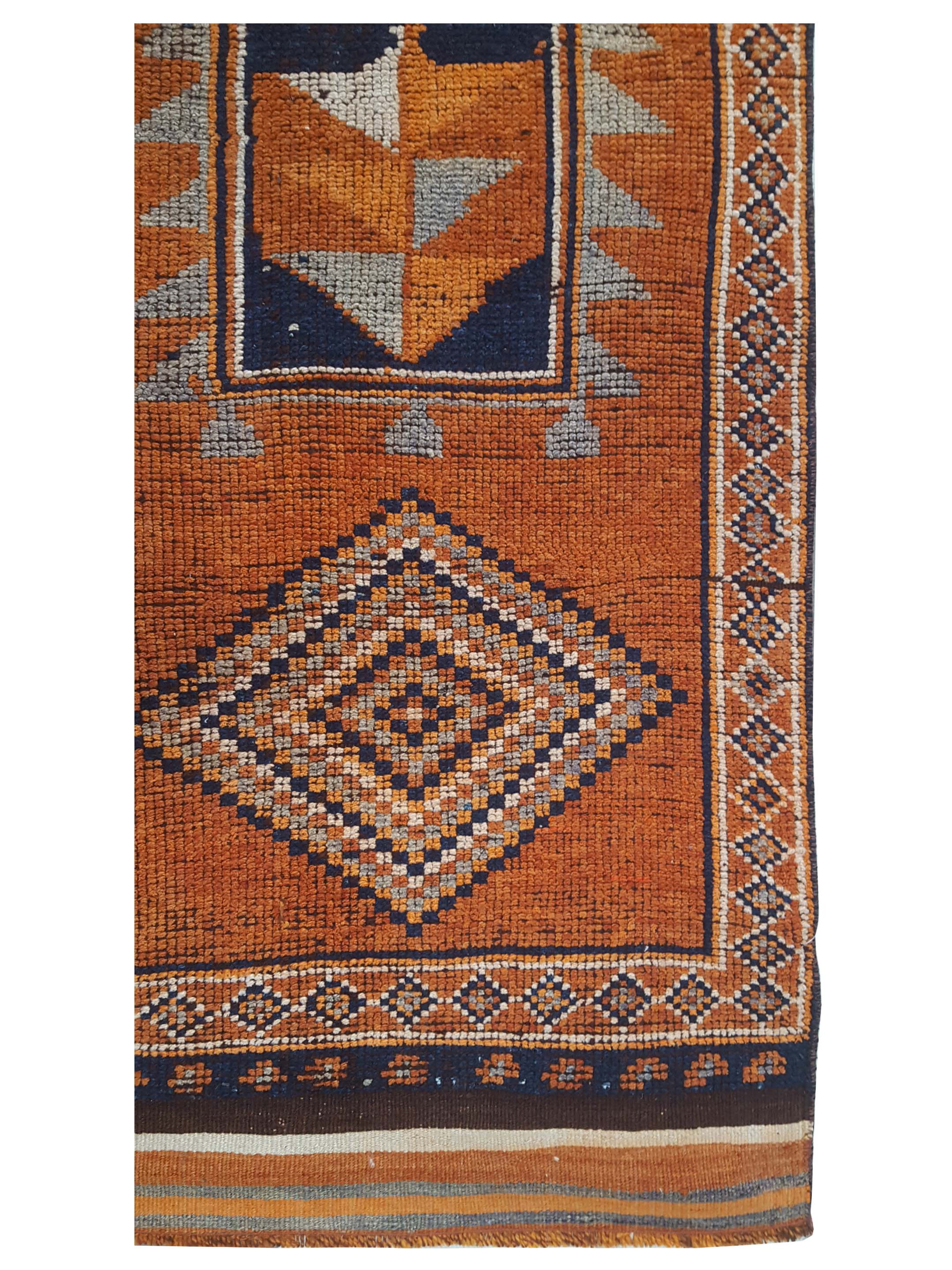 Kurdish Hand Knotted Orange 3x11 - Image 2 of 3