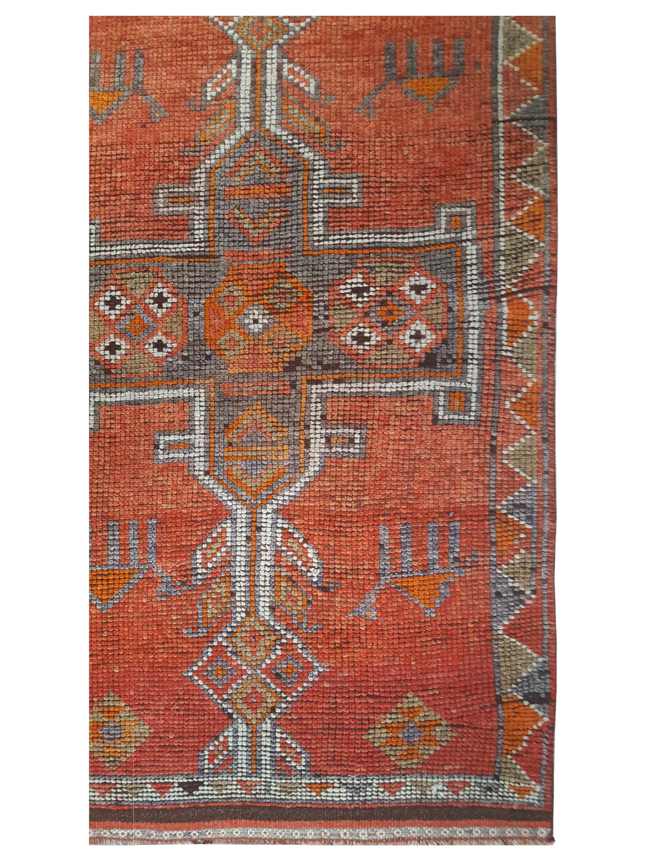 Kurdish Hand Knotted Orange 3x13 - Image 2 of 3