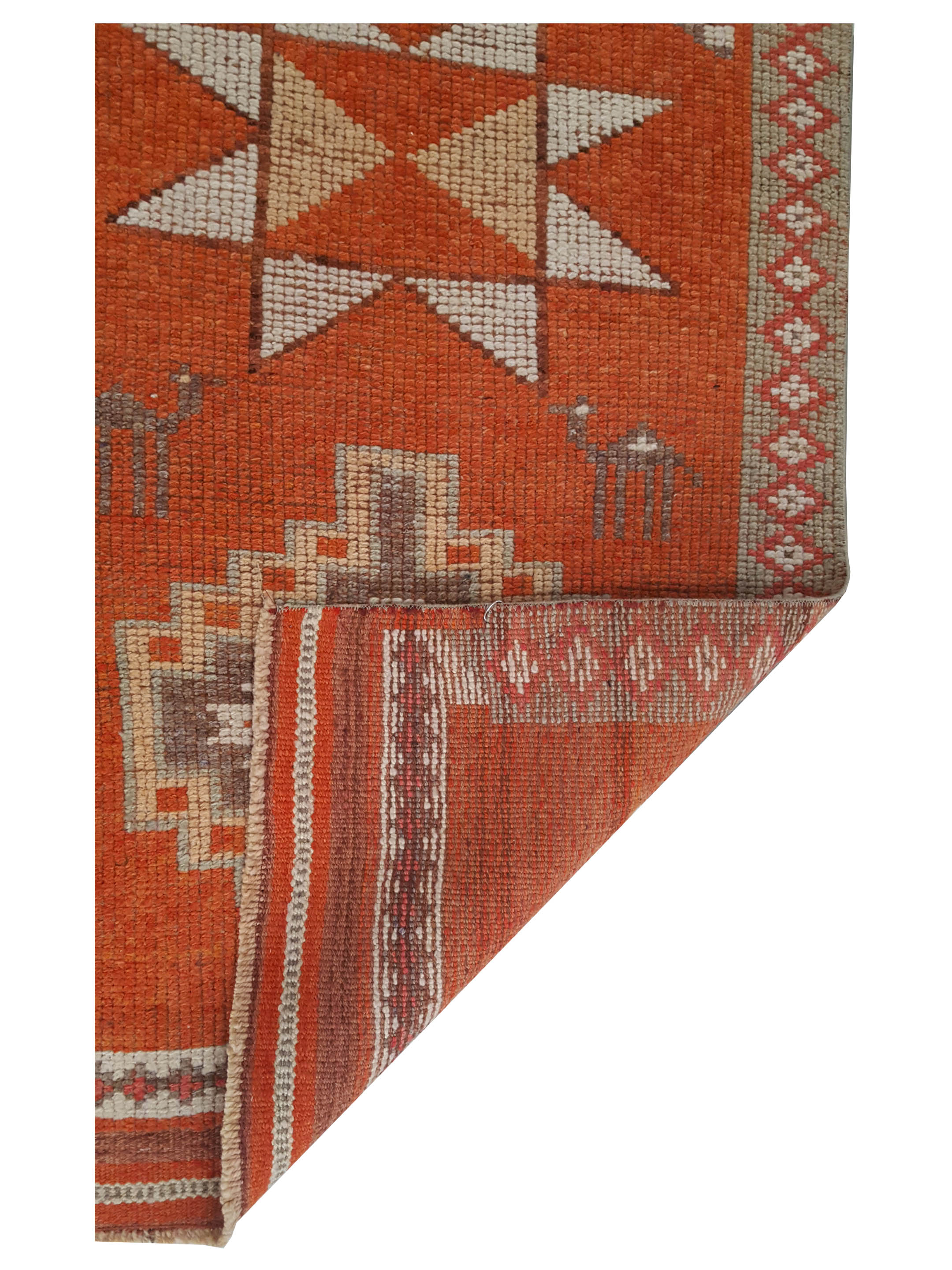 Kurdish Hand Knotted Orange 3x13 - Image 3 of 3