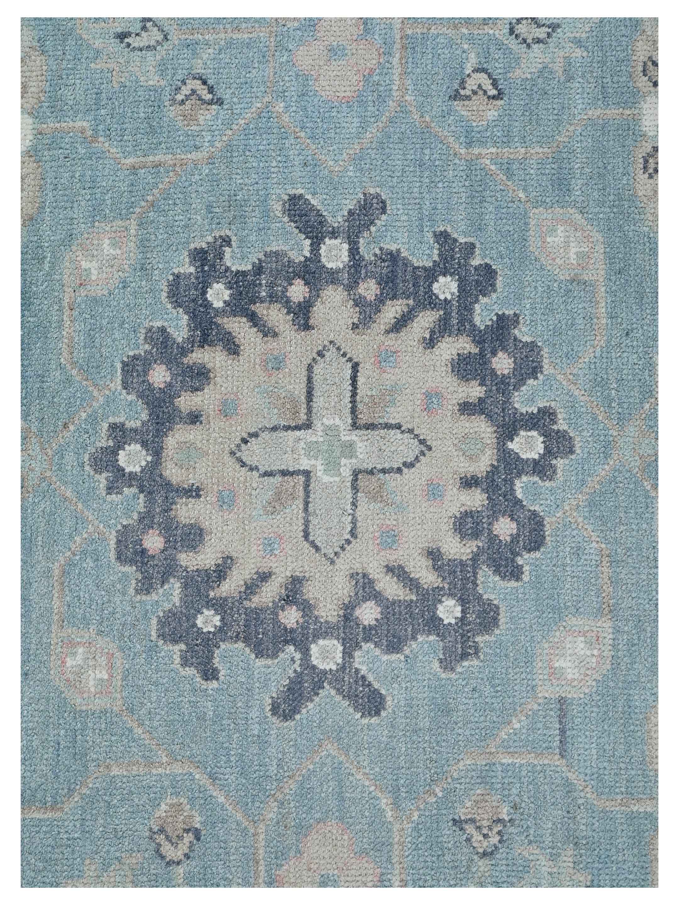 Ushak Hand Knotted Blue 9x12 - Image 3 of 4
