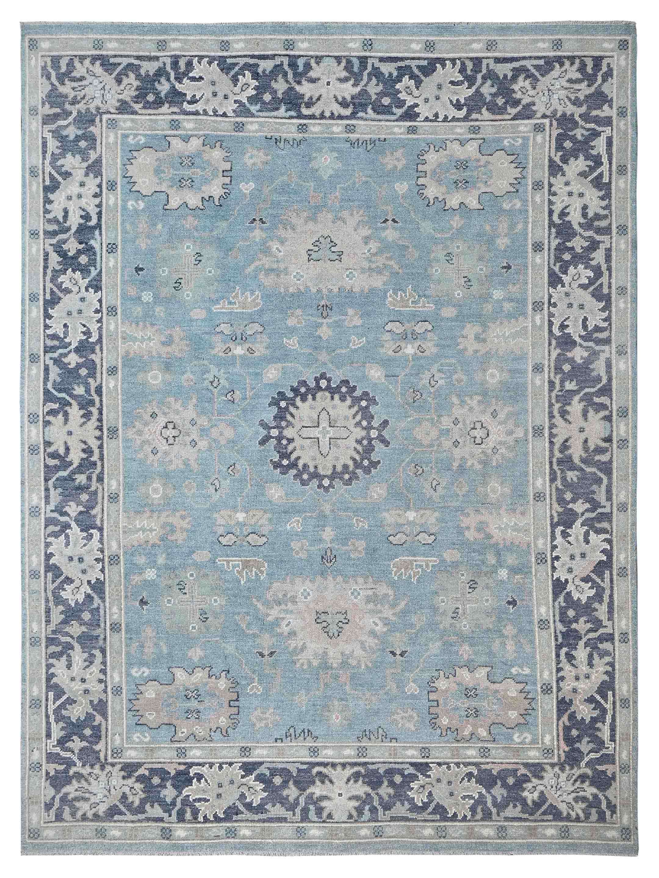 Ushak Hand Knotted Blue 9x12